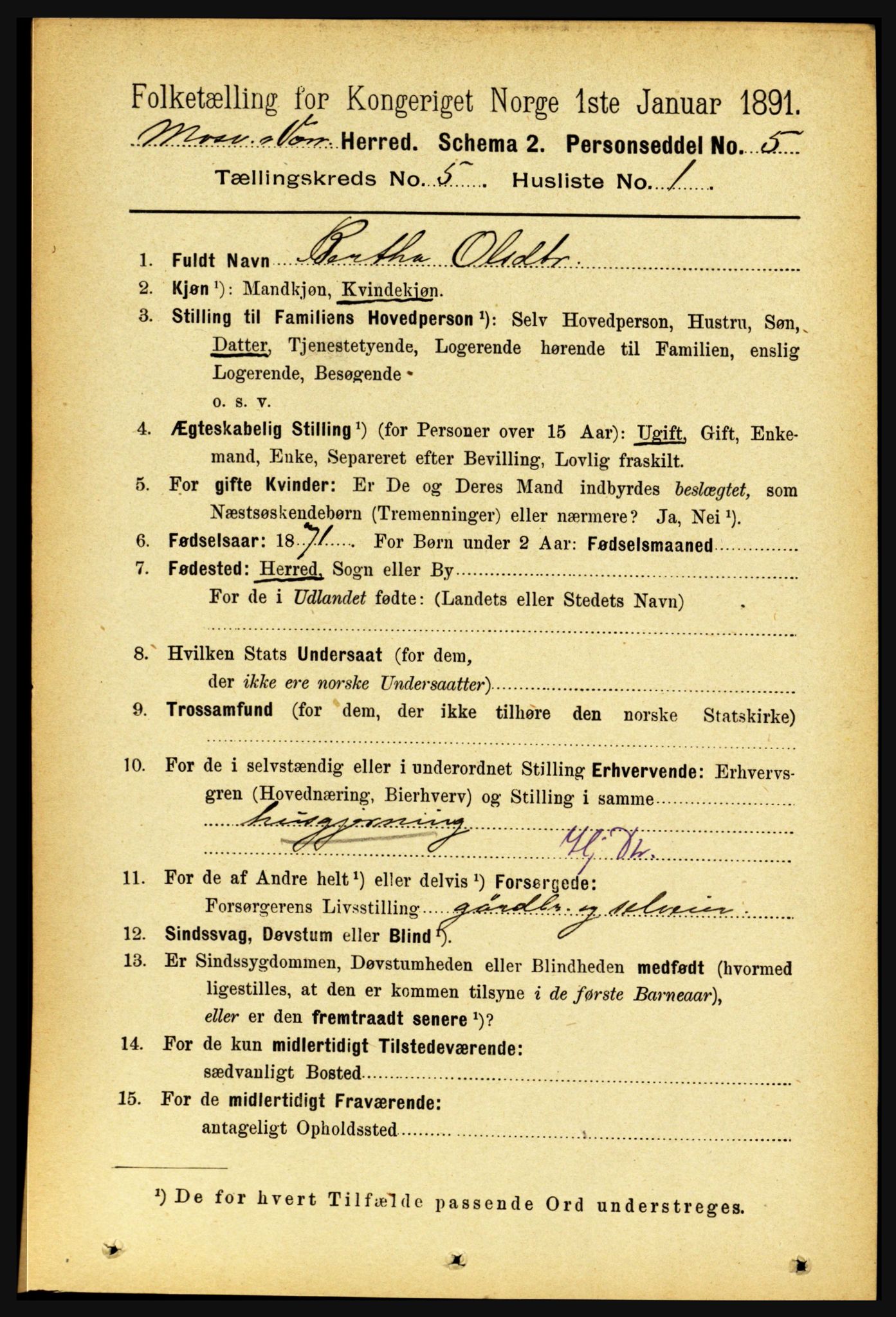 RA, 1891 census for 1723 Mosvik og Verran, 1891, p. 1963