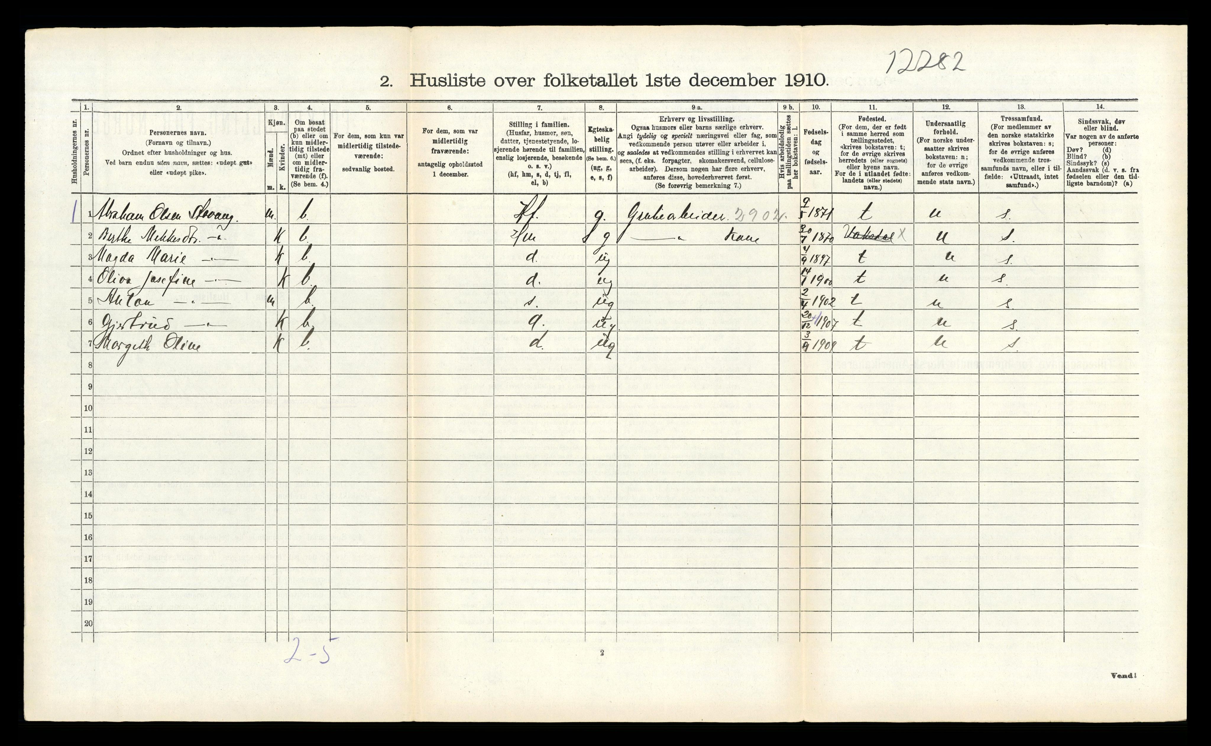 RA, 1910 census for Kinn, 1910, p. 1349