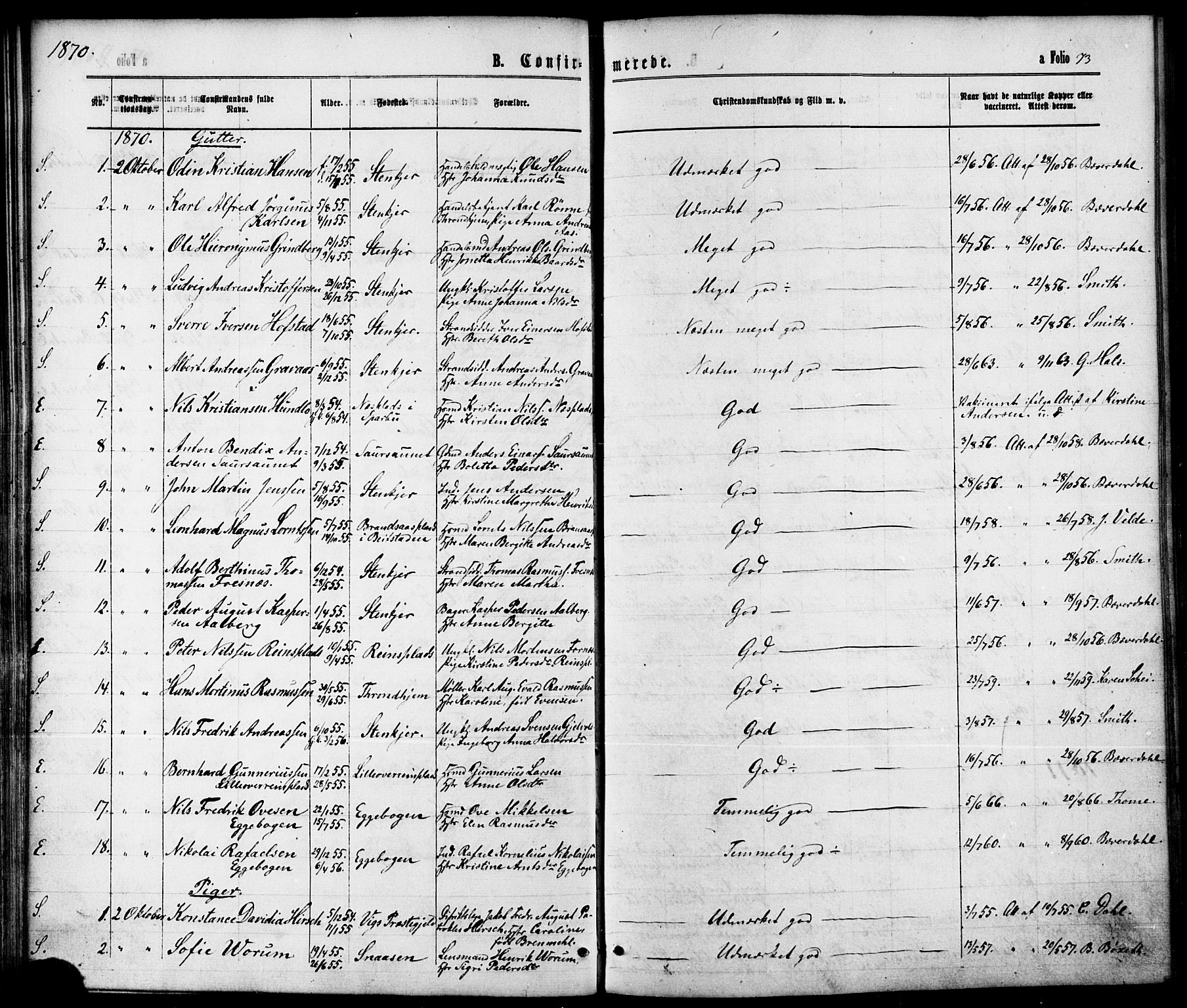 Ministerialprotokoller, klokkerbøker og fødselsregistre - Nord-Trøndelag, AV/SAT-A-1458/739/L0370: Parish register (official) no. 739A02, 1868-1881, p. 73