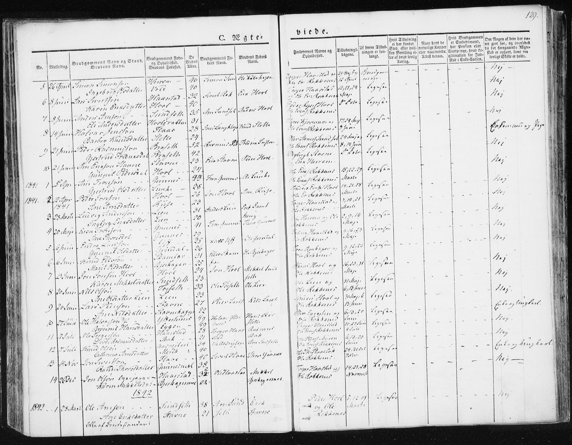 Ministerialprotokoller, klokkerbøker og fødselsregistre - Sør-Trøndelag, SAT/A-1456/674/L0869: Parish register (official) no. 674A01, 1829-1860, p. 129