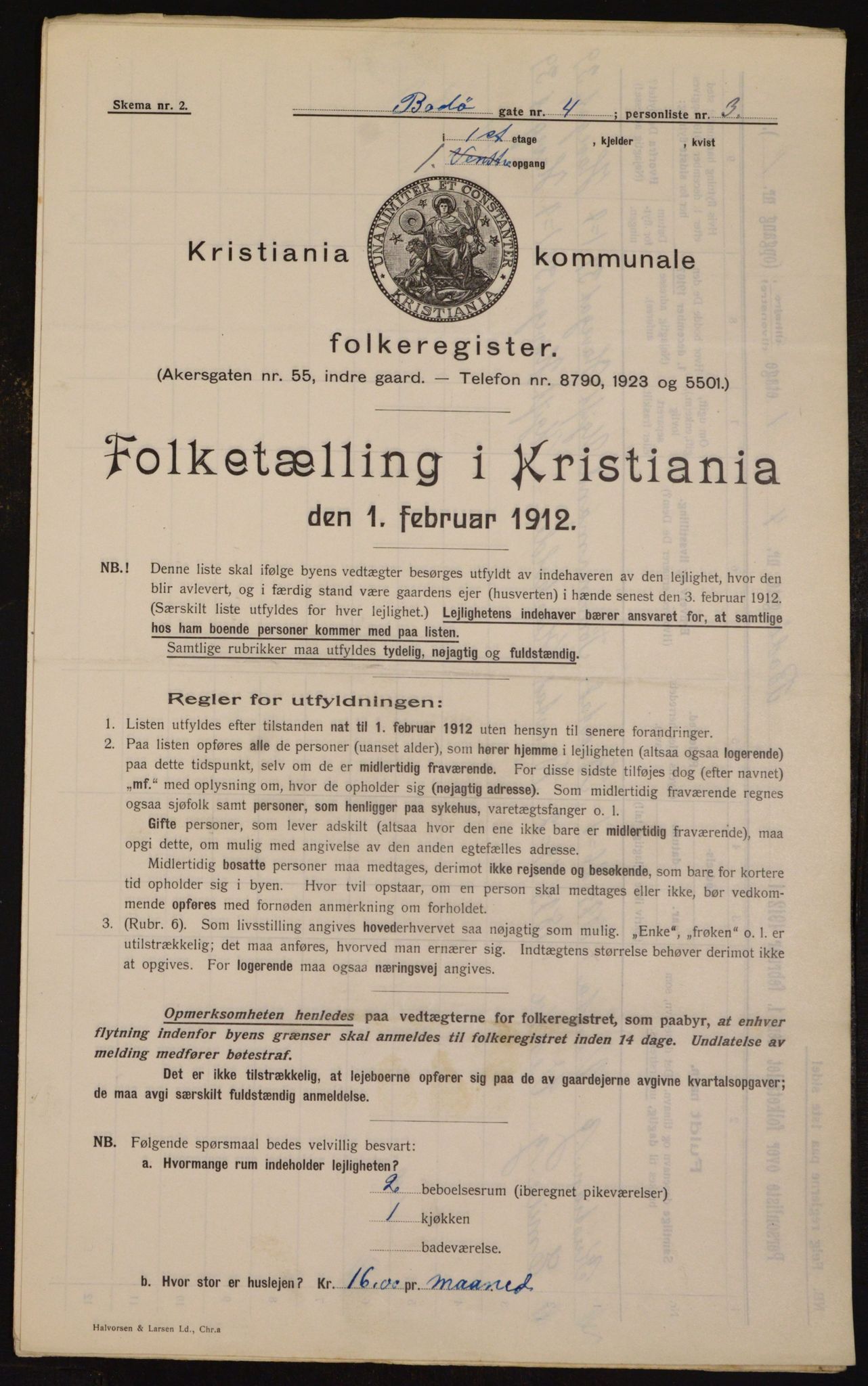 OBA, Municipal Census 1912 for Kristiania, 1912, p. 6582