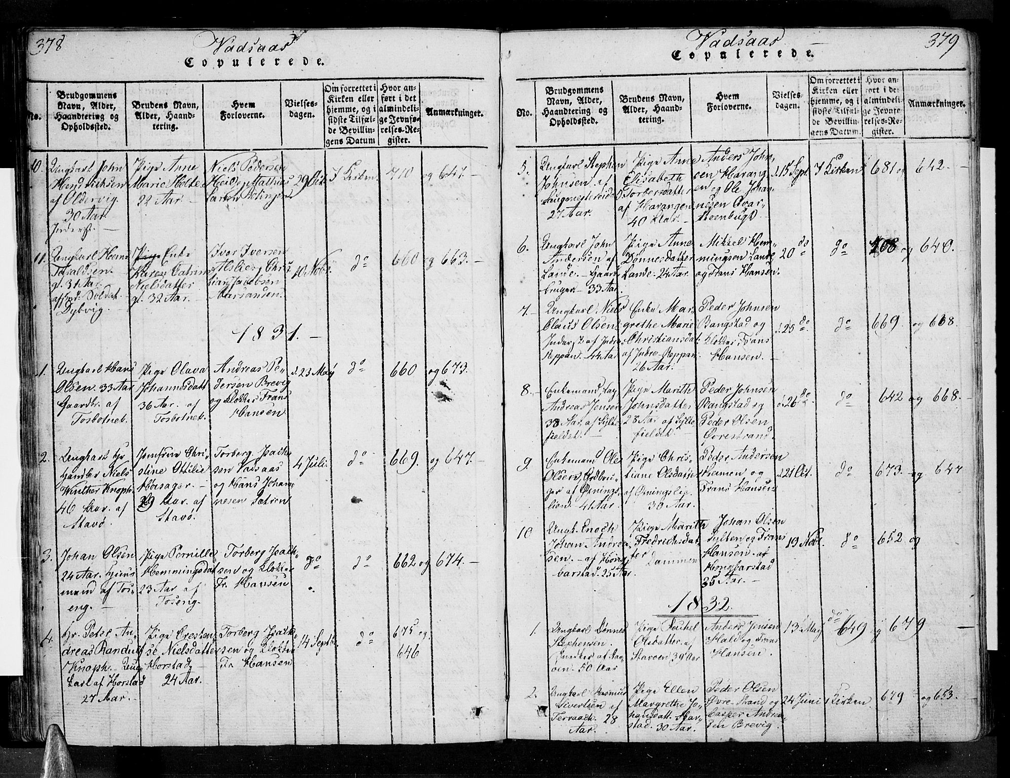 Ministerialprotokoller, klokkerbøker og fødselsregistre - Nordland, AV/SAT-A-1459/810/L0142: Parish register (official) no. 810A06 /1, 1819-1841, p. 378-379