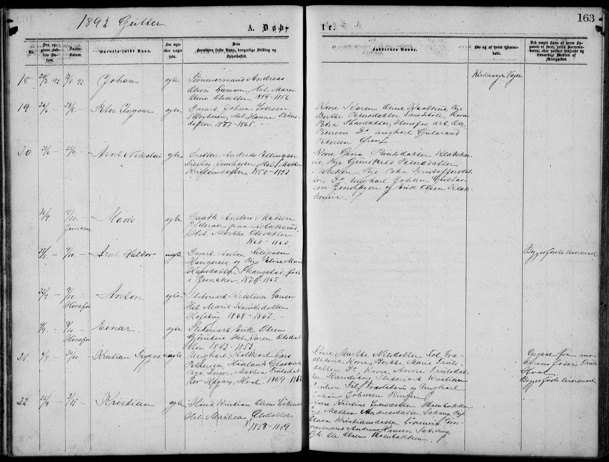 Norderhov kirkebøker, AV/SAKO-A-237/G/Gb/L0001: Parish register (copy) no. II 1, 1876-1899, p. 163