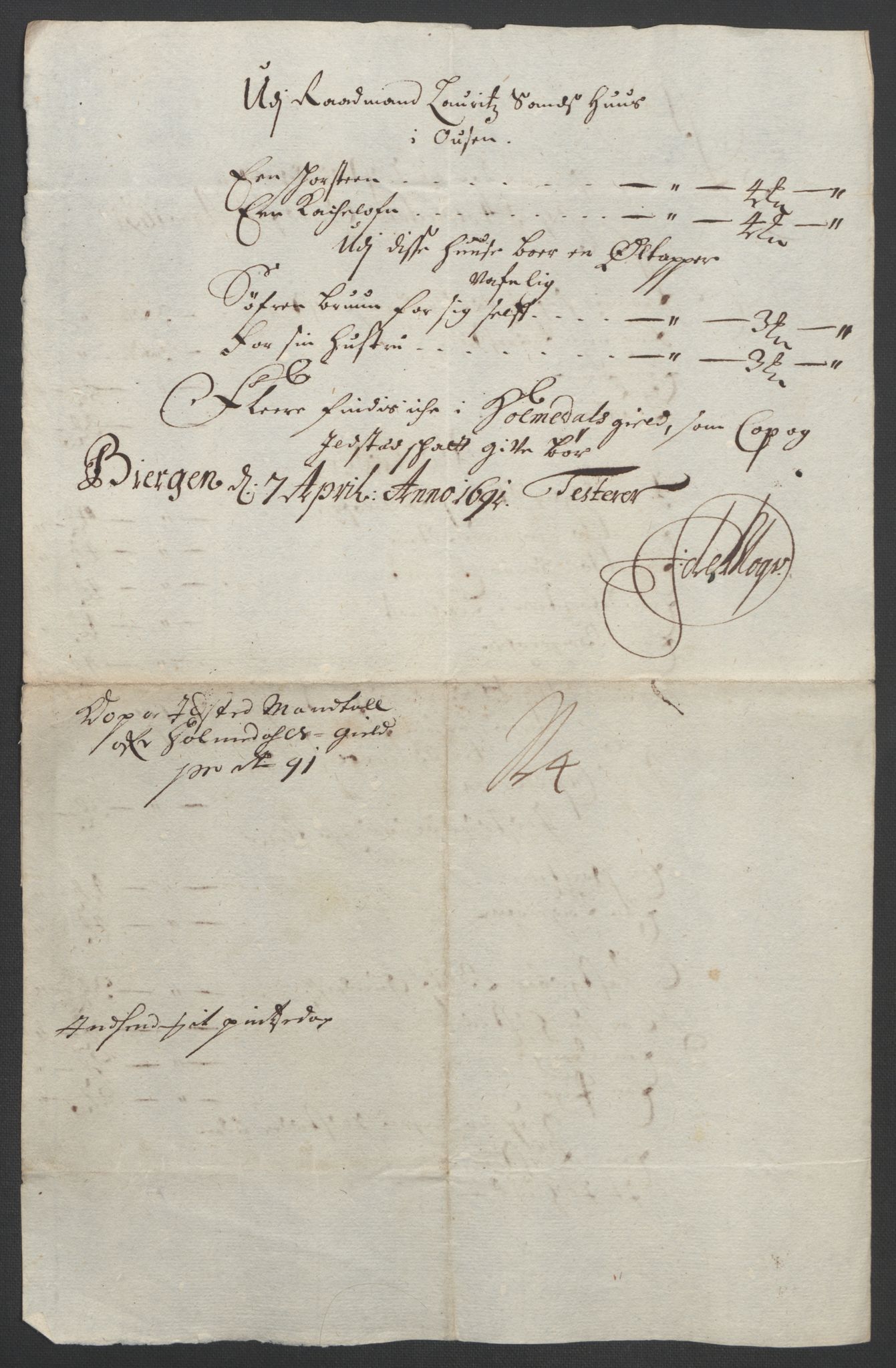 Rentekammeret inntil 1814, Reviderte regnskaper, Fogderegnskap, AV/RA-EA-4092/R53/L3420: Fogderegnskap Sunn- og Nordfjord, 1691-1692, p. 77