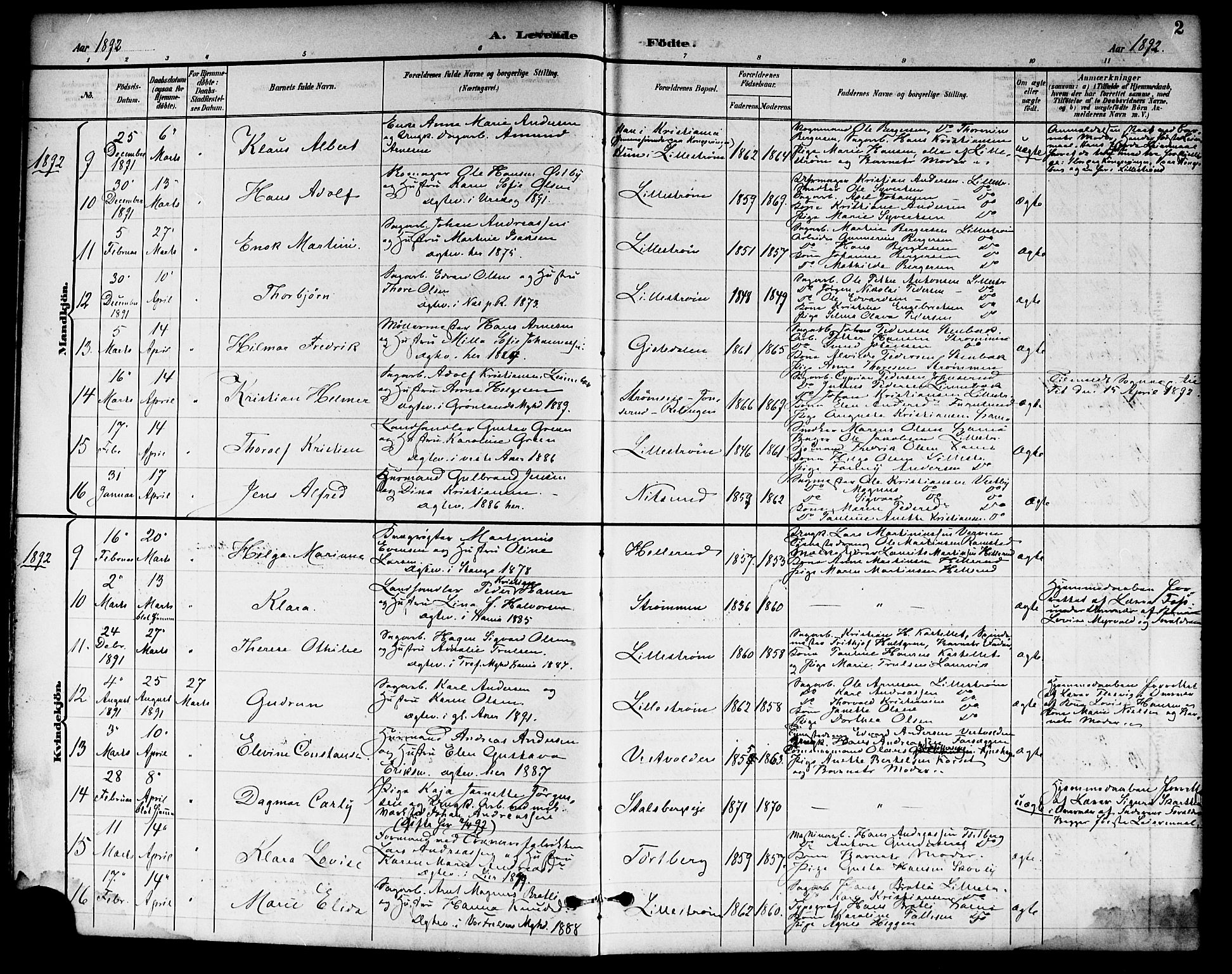Skedsmo prestekontor Kirkebøker, SAO/A-10033a/F/Fa/L0014: Parish register (official) no. I 14, 1892-1901, p. 2