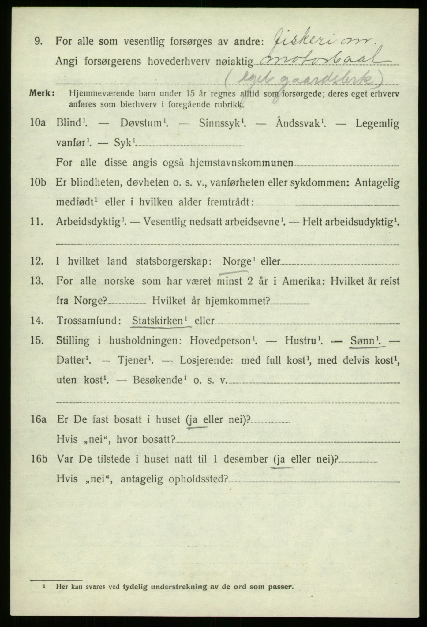 SAB, 1920 census for Selje, 1920, p. 7150