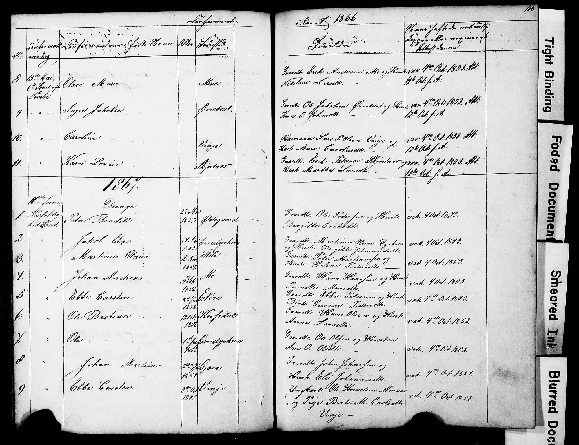 Ministerialprotokoller, klokkerbøker og fødselsregistre - Møre og Romsdal, AV/SAT-A-1454/521/L0301: Parish register (copy) no. 521C02, 1854-1881, p. 108