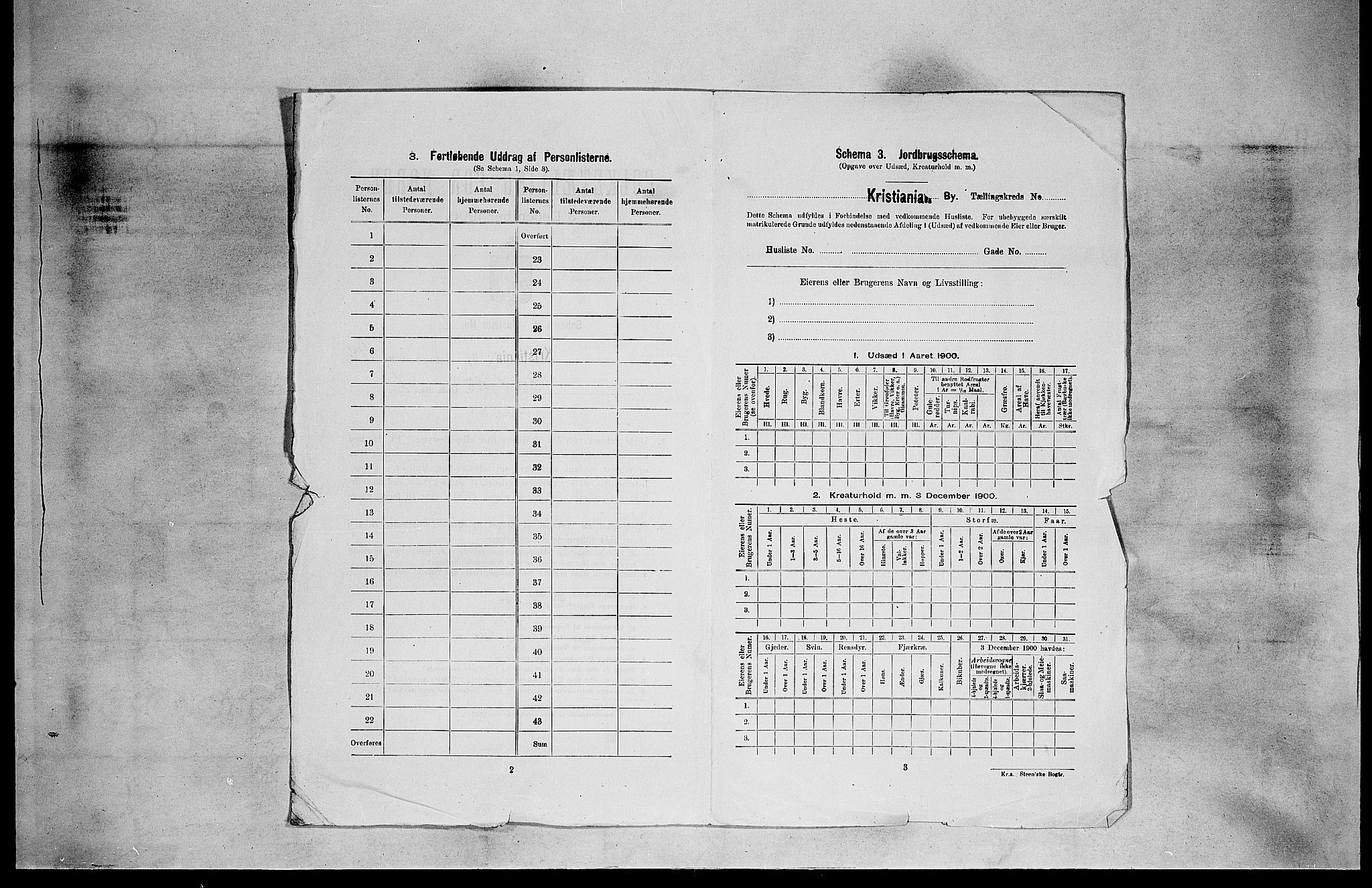 SAO, 1900 census for Kristiania, 1900, p. 2908