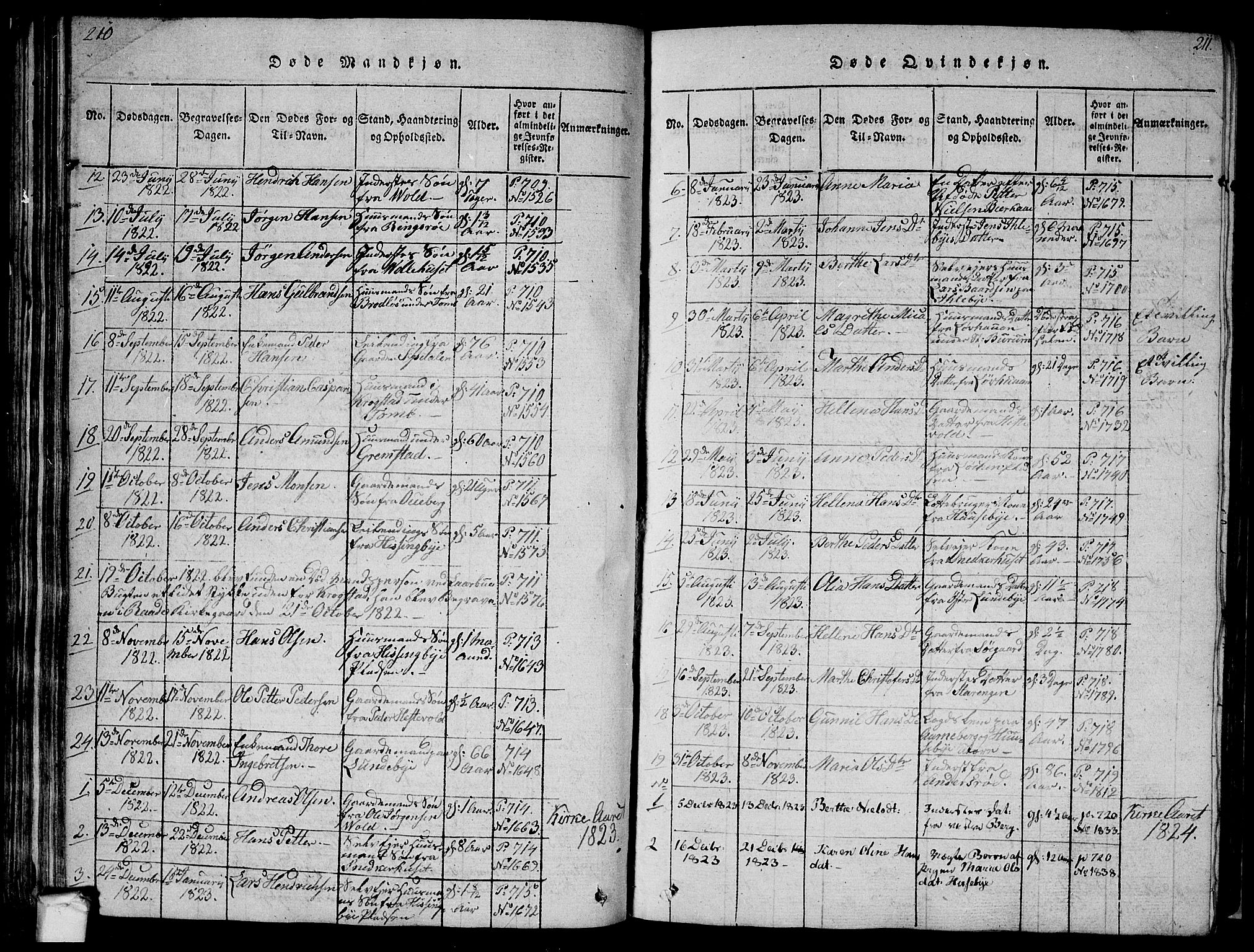 Råde prestekontor kirkebøker, AV/SAO-A-2009/F/Fa/L0004: Parish register (official) no. 4, 1814-1830, p. 210-211