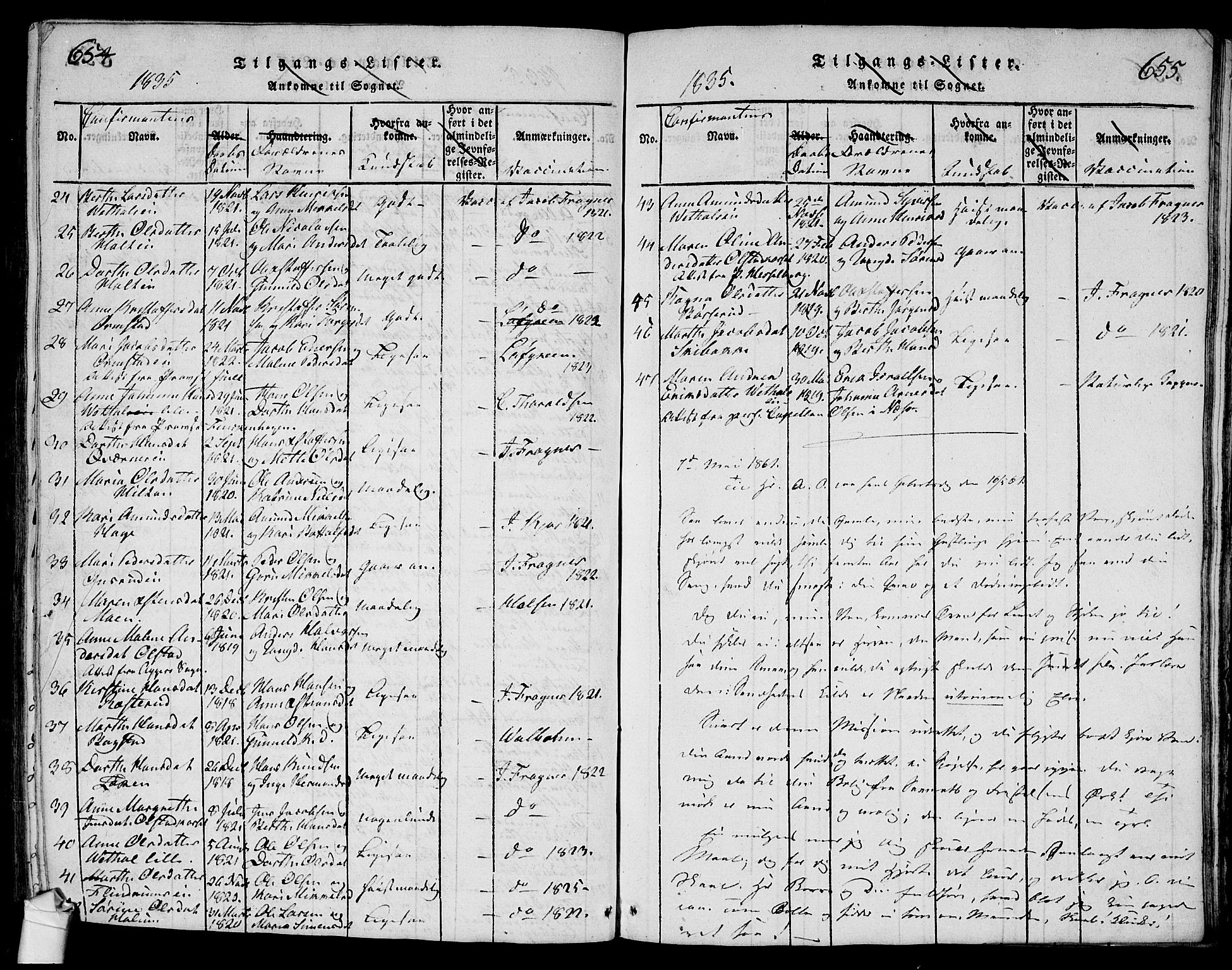 Ullensaker prestekontor Kirkebøker, SAO/A-10236a/G/Ga/L0001: Parish register (copy) no. I 1, 1815-1835, p. 654-655