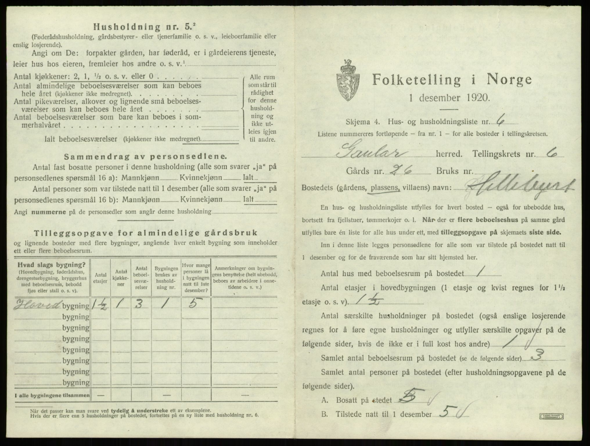 SAB, 1920 census for Gaular, 1920, p. 395