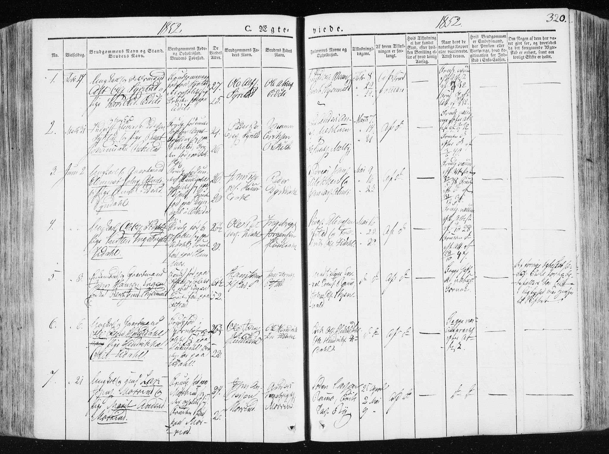 Ministerialprotokoller, klokkerbøker og fødselsregistre - Sør-Trøndelag, SAT/A-1456/665/L0771: Parish register (official) no. 665A06, 1830-1856, p. 320