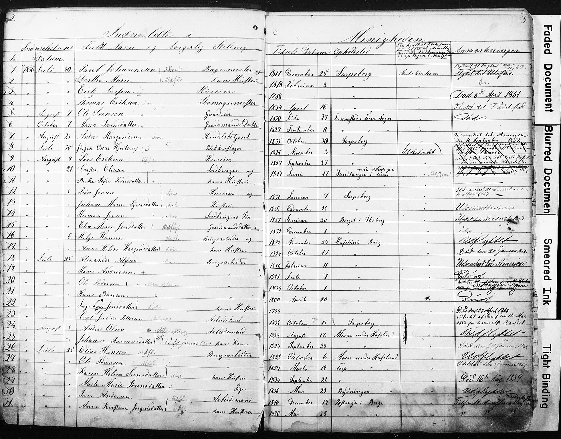 Sarpsborg metodistkirke, SAO/PAO-0233/A/L0001: Dissenter register no. 1, 1856-1875, p. 2-3