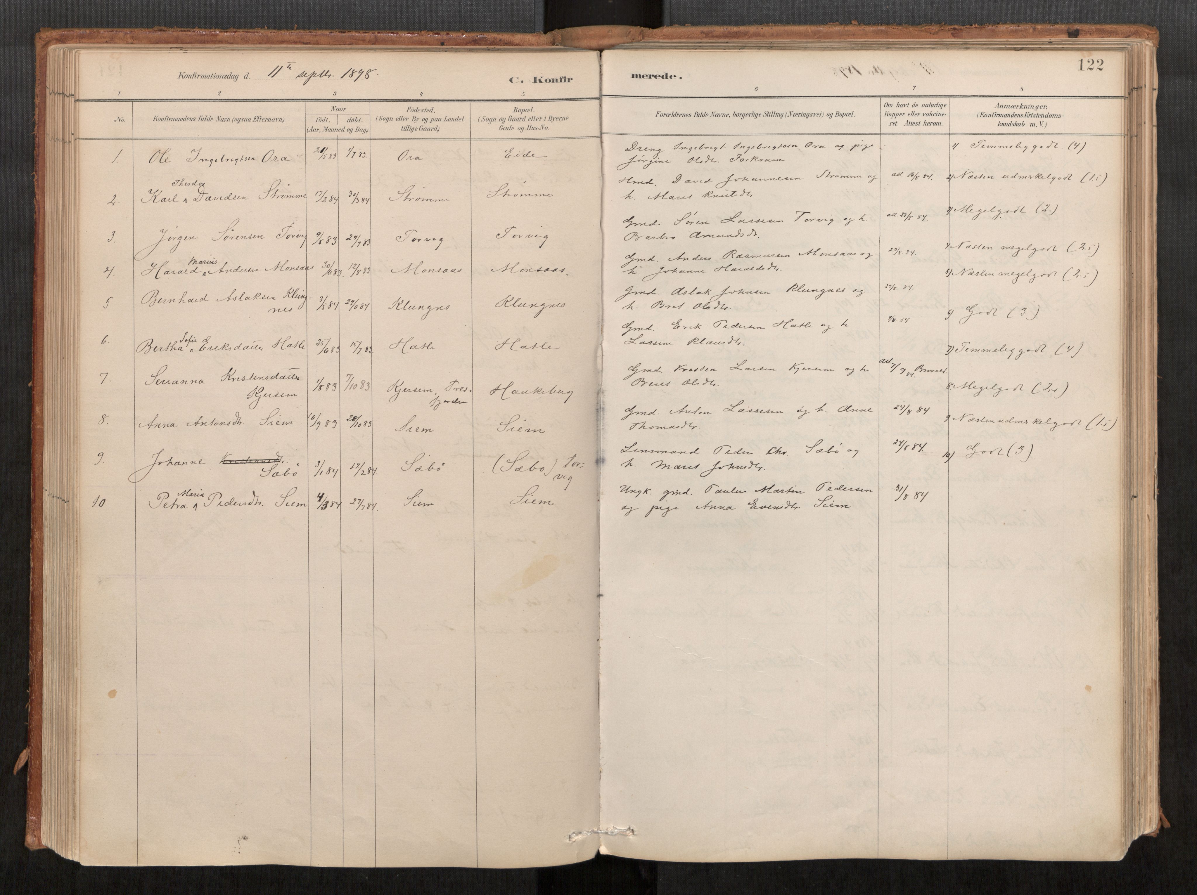 Ministerialprotokoller, klokkerbøker og fødselsregistre - Møre og Romsdal, AV/SAT-A-1454/542/L0553: Parish register (official) no. 542A03, 1885-1925, p. 122