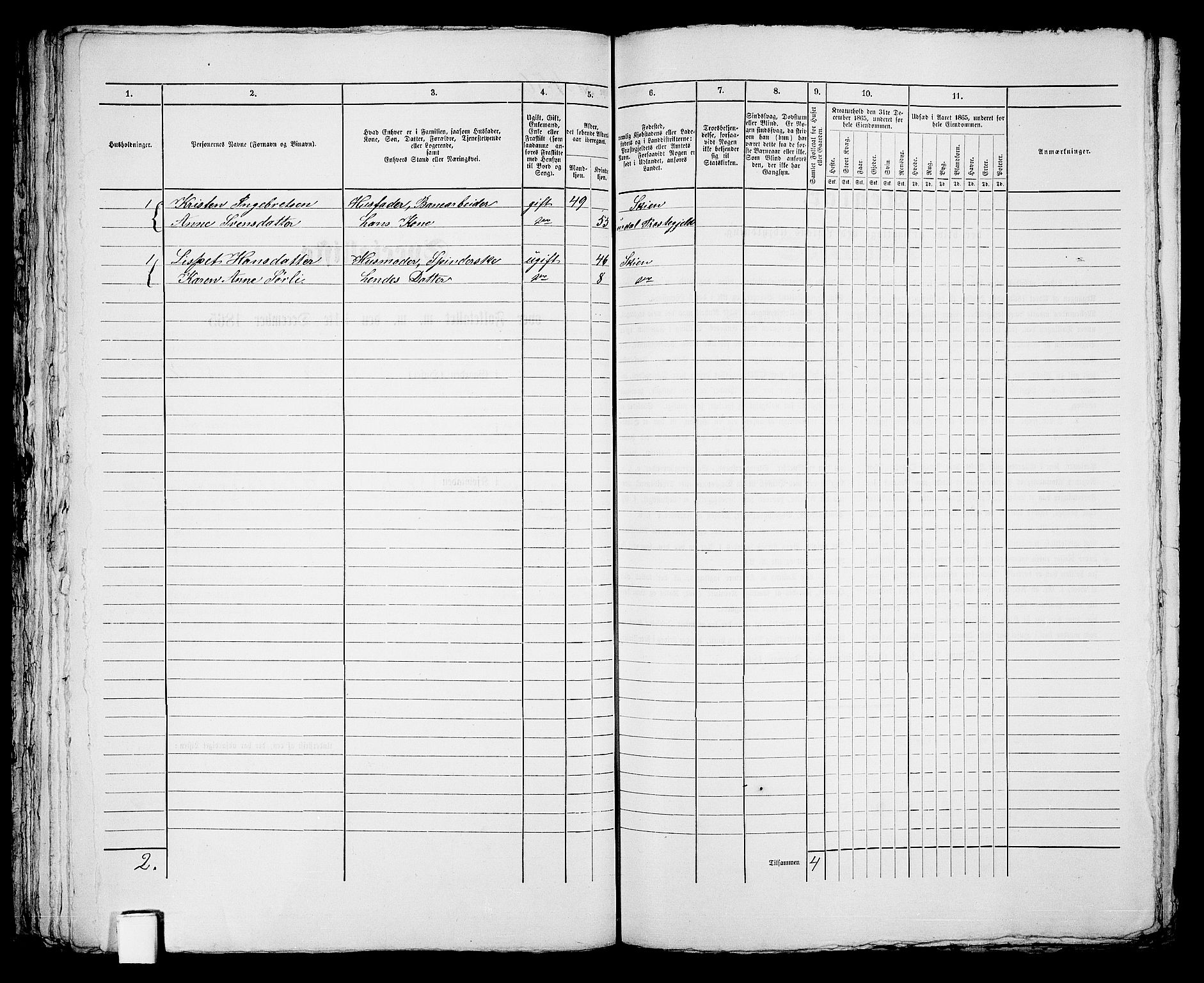 RA, 1865 census for Skien, 1865, p. 926