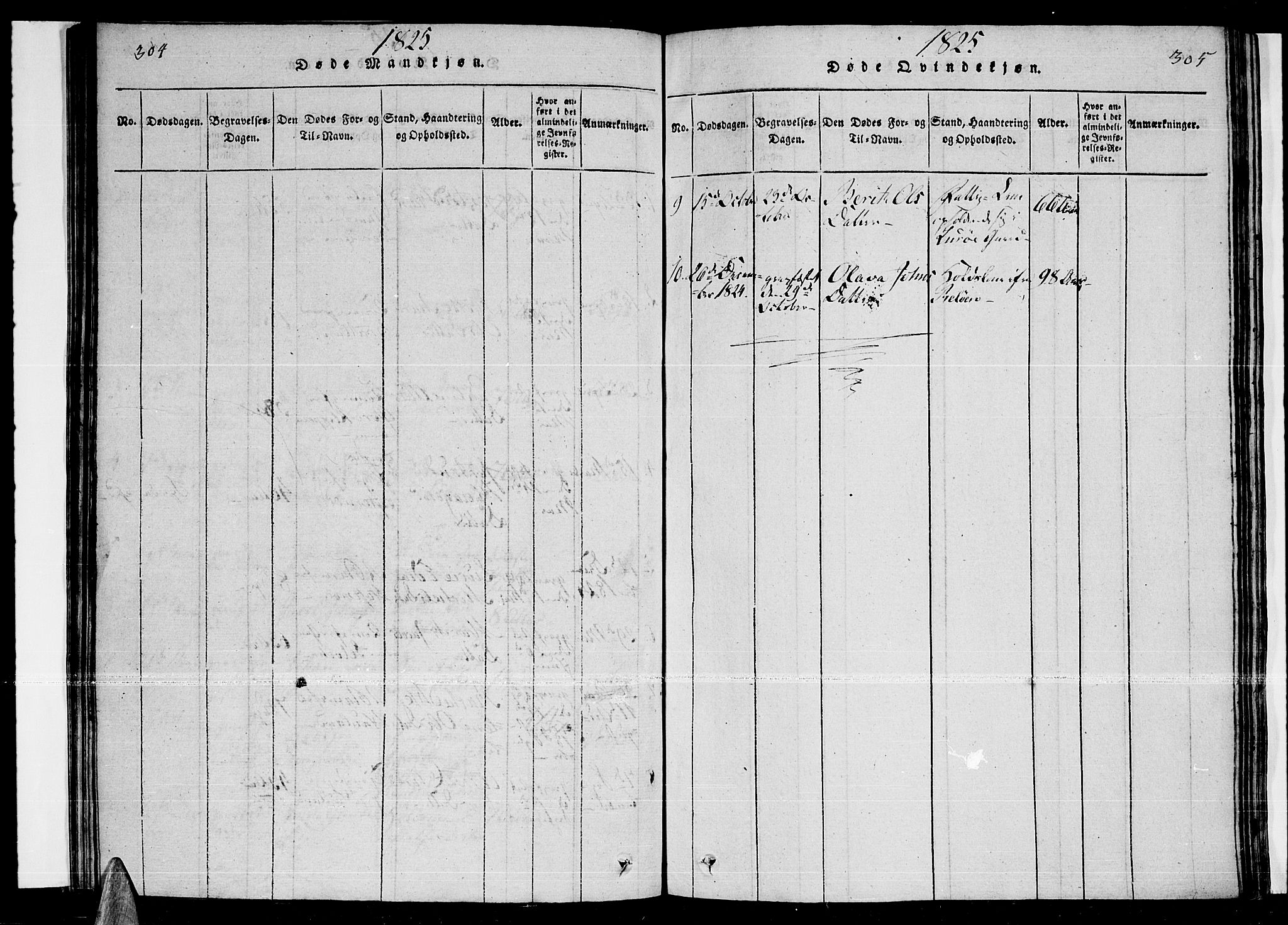 Ministerialprotokoller, klokkerbøker og fødselsregistre - Nordland, AV/SAT-A-1459/841/L0593: Parish register (official) no. 841A04 /3, 1820-1825, p. 304-305