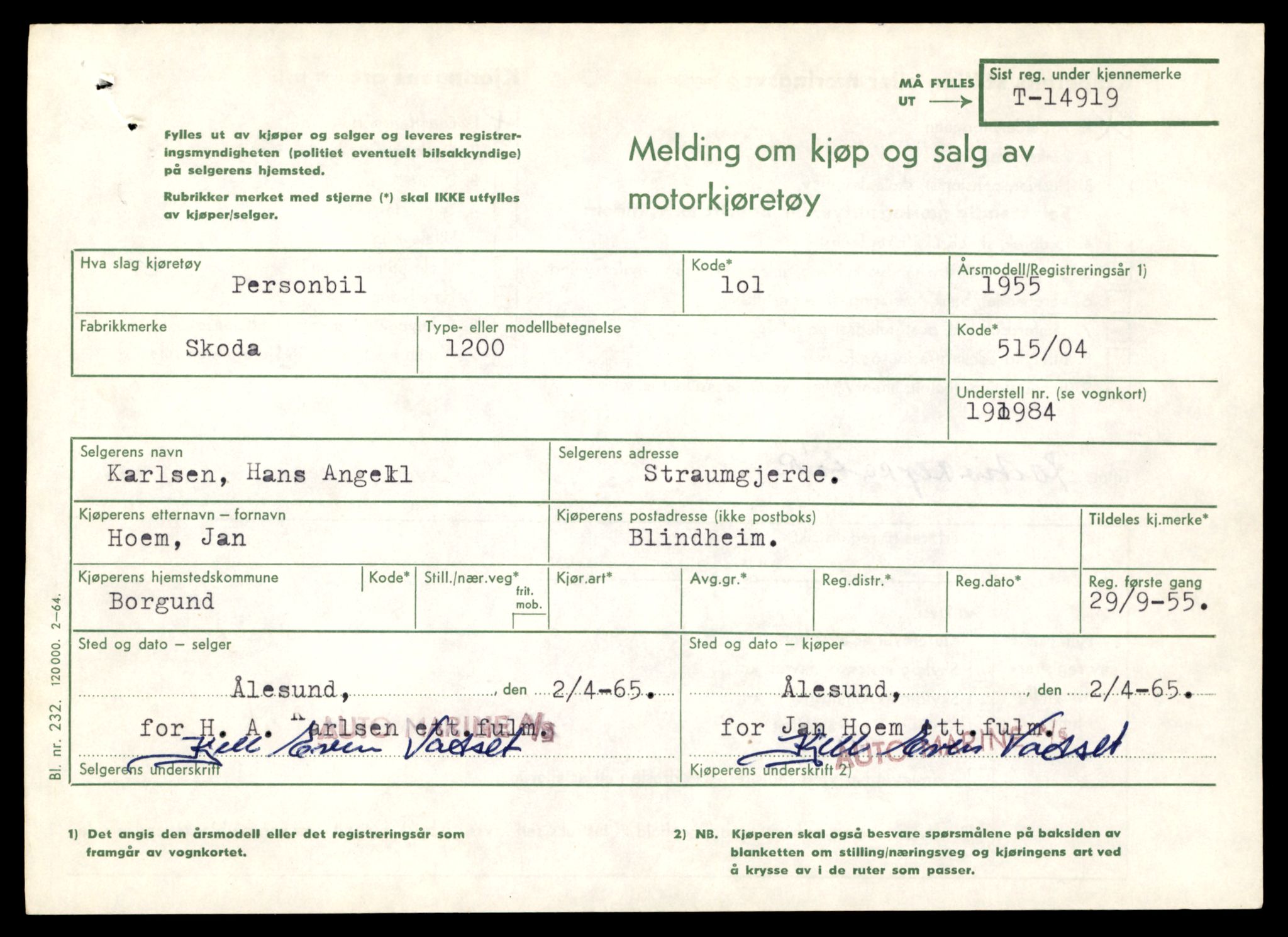 Møre og Romsdal vegkontor - Ålesund trafikkstasjon, SAT/A-4099/F/Fe/L0049: Registreringskort for kjøretøy T 14864 - T 18613, 1927-1998, p. 1257