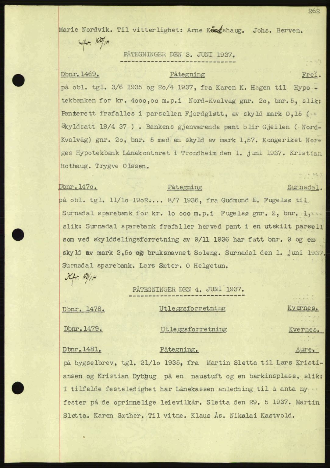 Nordmøre sorenskriveri, AV/SAT-A-4132/1/2/2Ca: Mortgage book no. C80, 1936-1939, Diary no: : 1469/1937