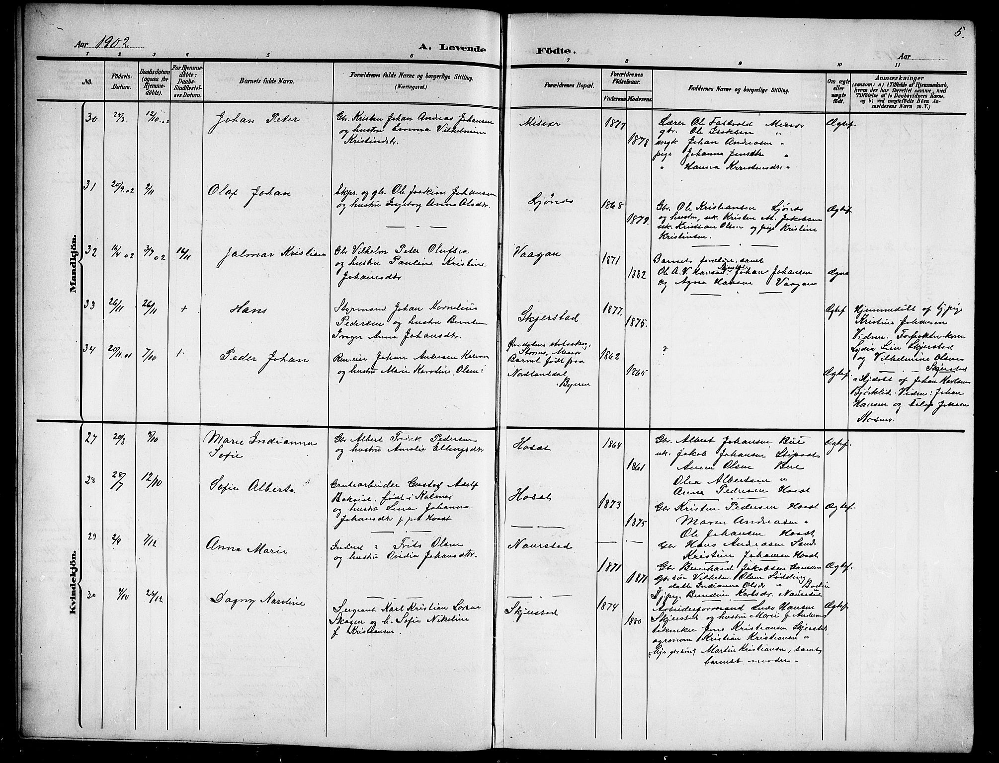 Ministerialprotokoller, klokkerbøker og fødselsregistre - Nordland, AV/SAT-A-1459/852/L0756: Parish register (copy) no. 852C07, 1902-1916, p. 5