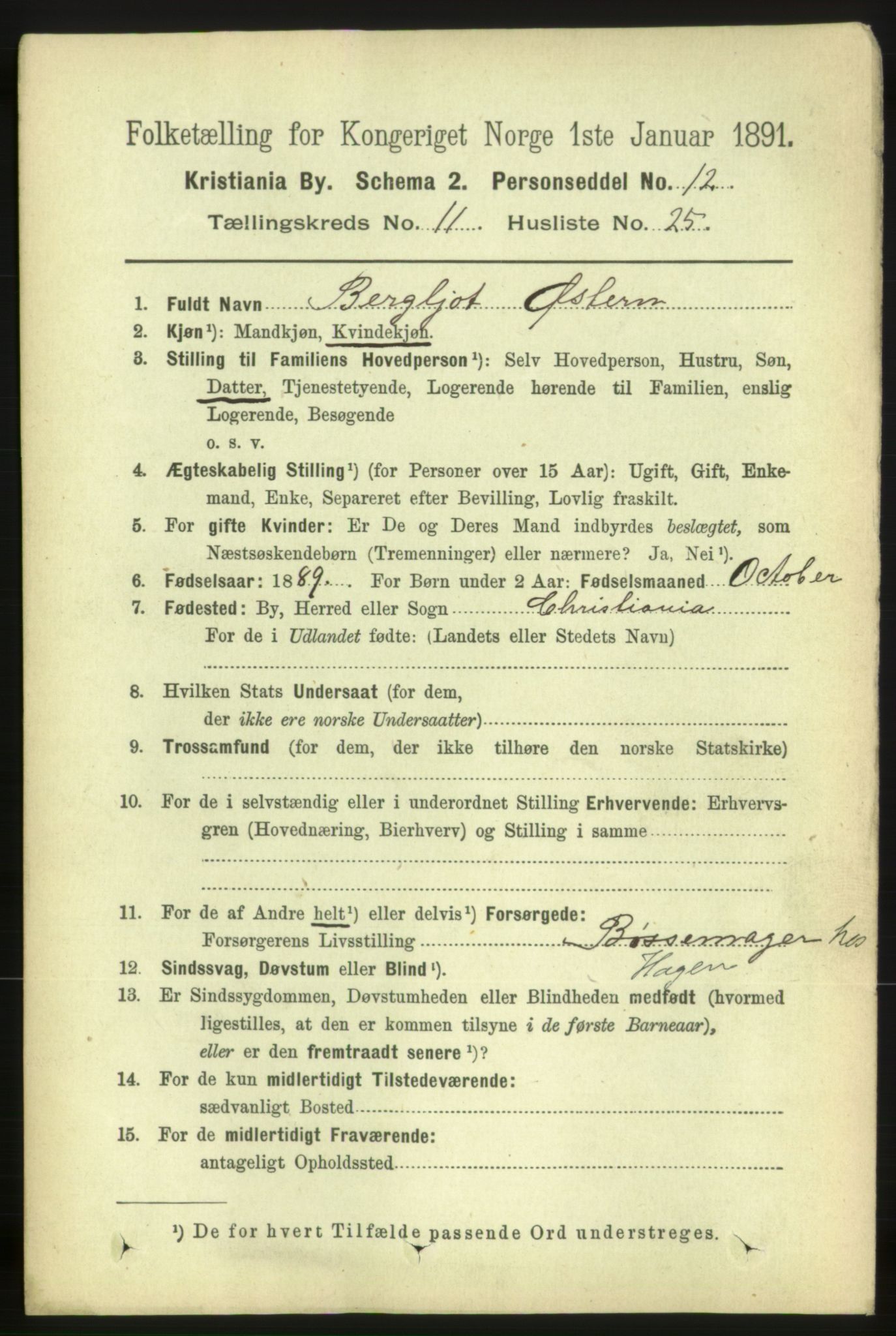 RA, 1891 census for 0301 Kristiania, 1891, p. 5294