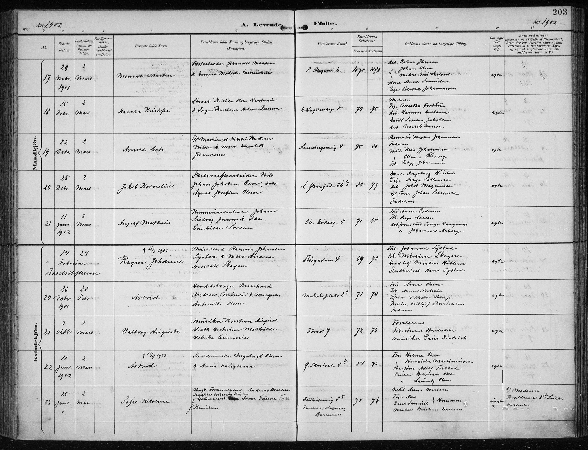 Korskirken sokneprestembete, AV/SAB-A-76101/H/Hab: Parish register (copy) no. B 10, 1896-1905, p. 203