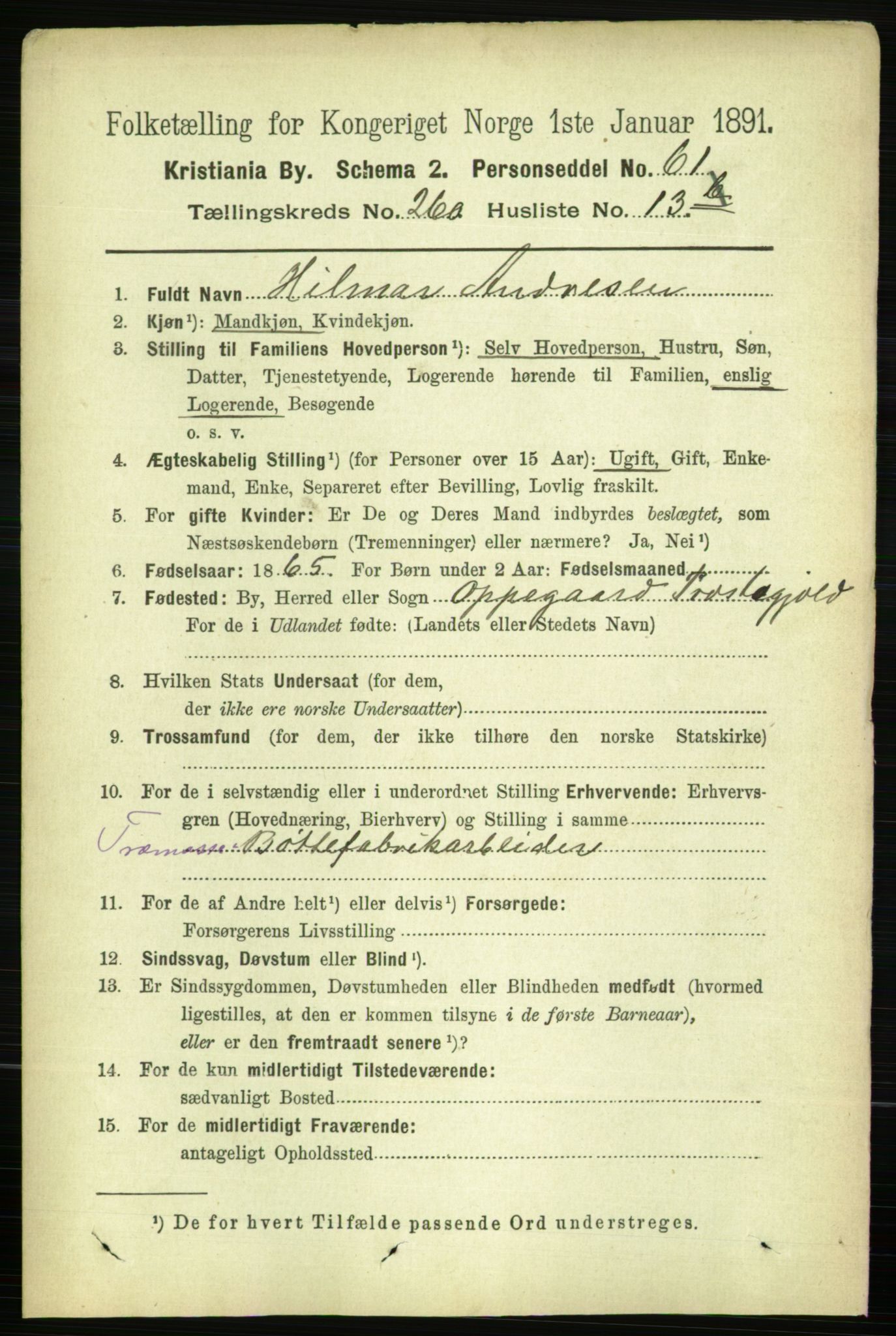 RA, 1891 census for 0301 Kristiania, 1891, p. 158023