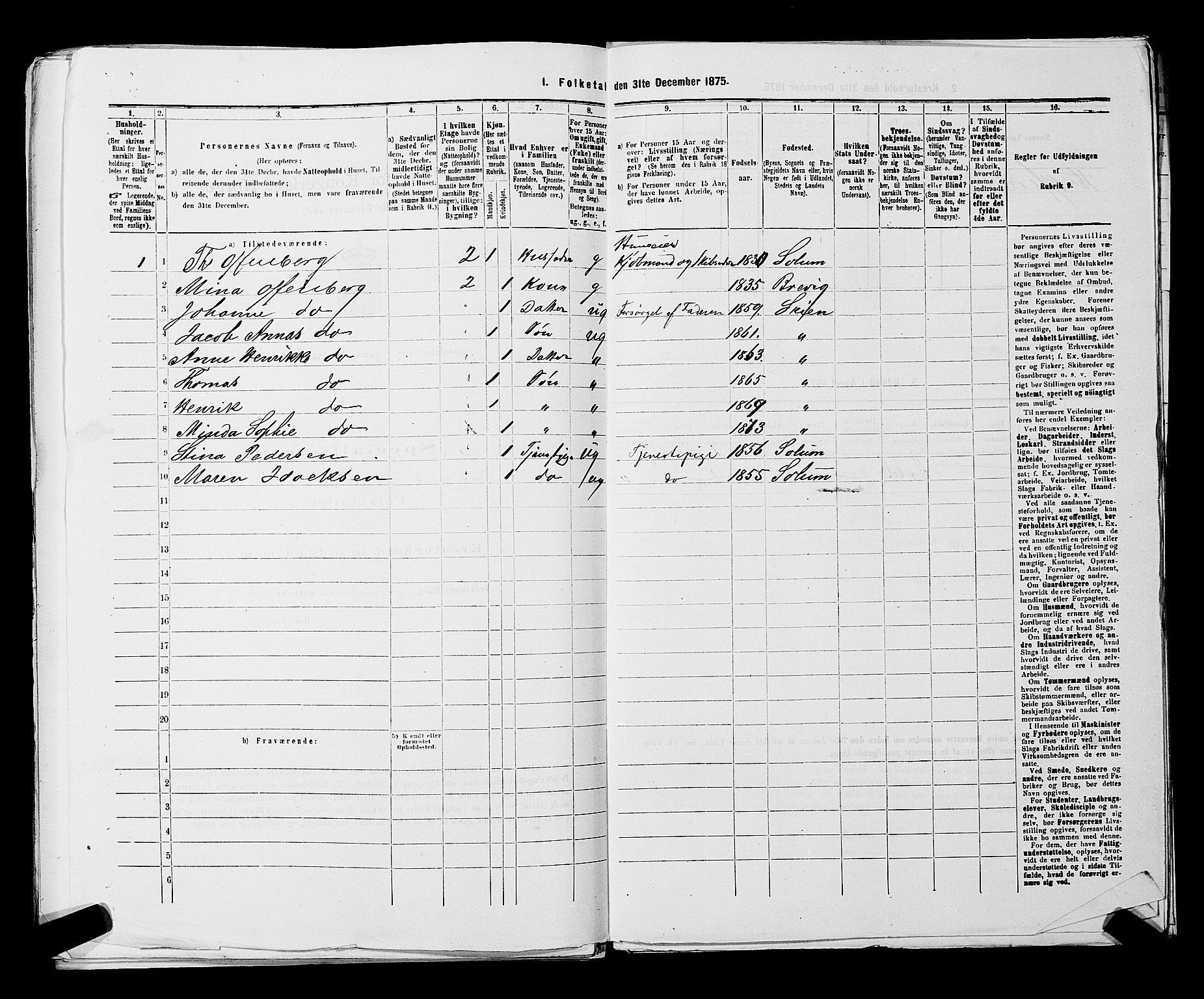 SAKO, 1875 census for 0806P Skien, 1875, p. 212