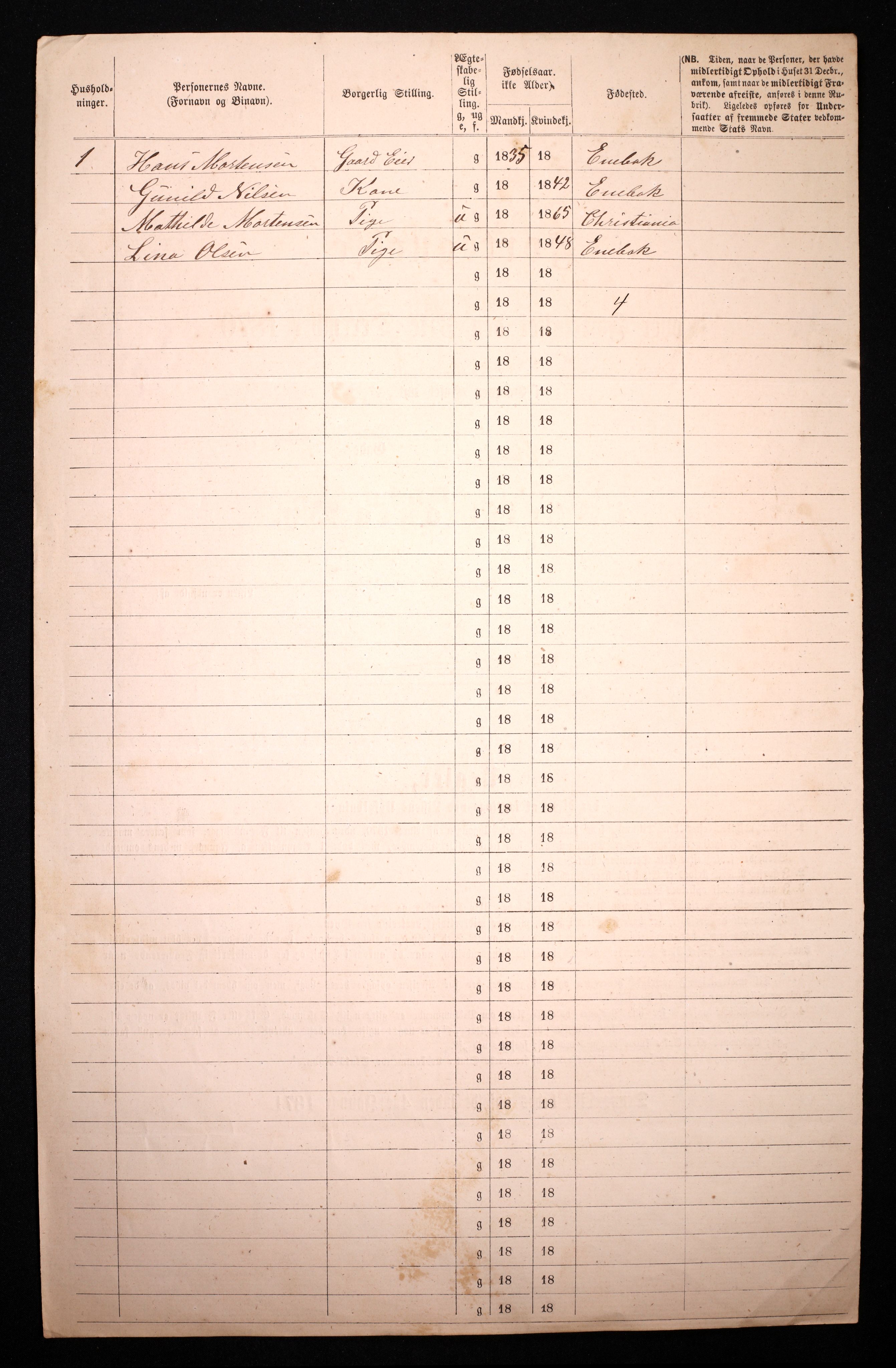 RA, 1870 census for 0301 Kristiania, 1870, p. 4643