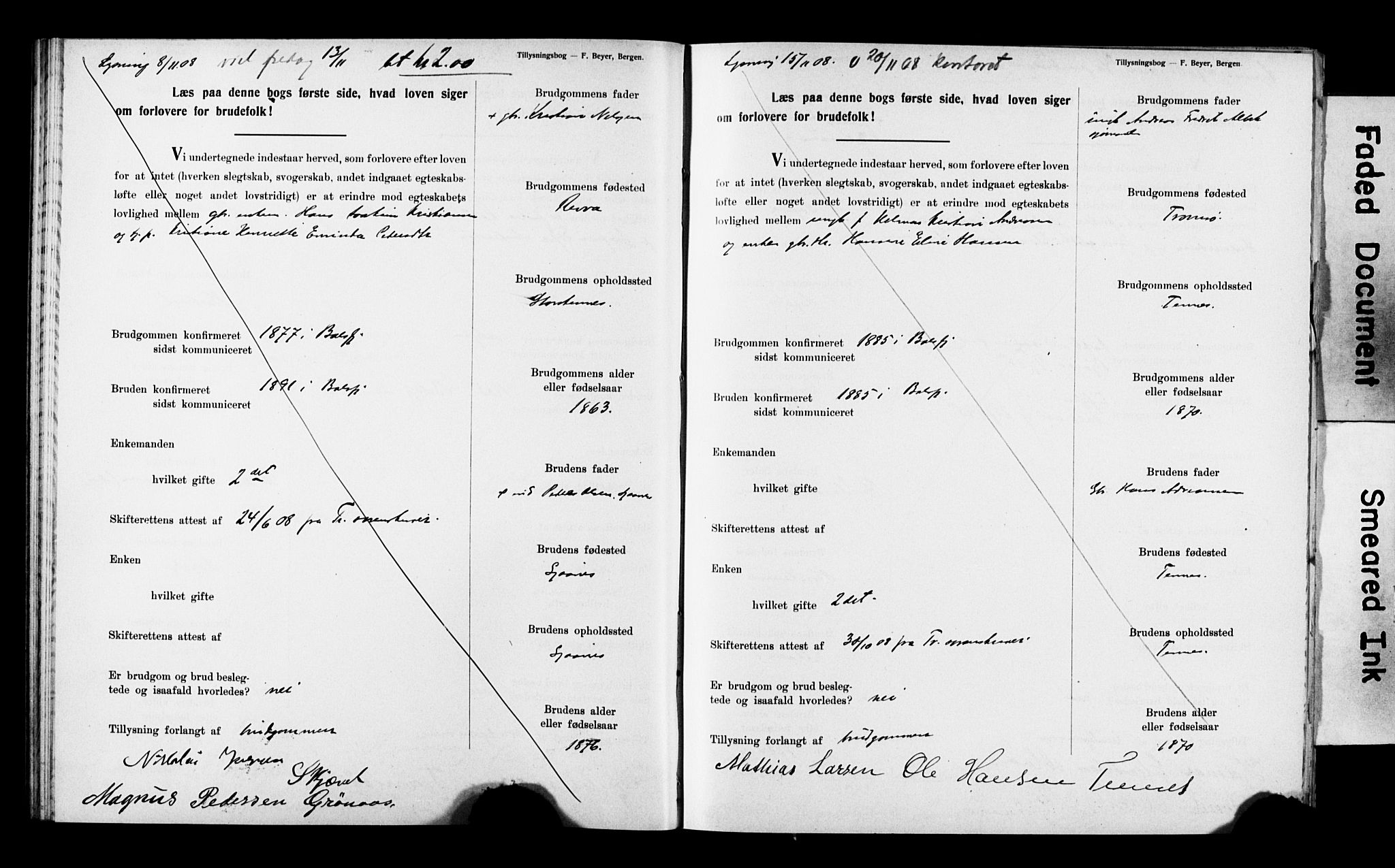 Balsfjord sokneprestembete, AV/SATØ-S-1303/H/Hd/L0032: Banns register no. 32, 1907-1910