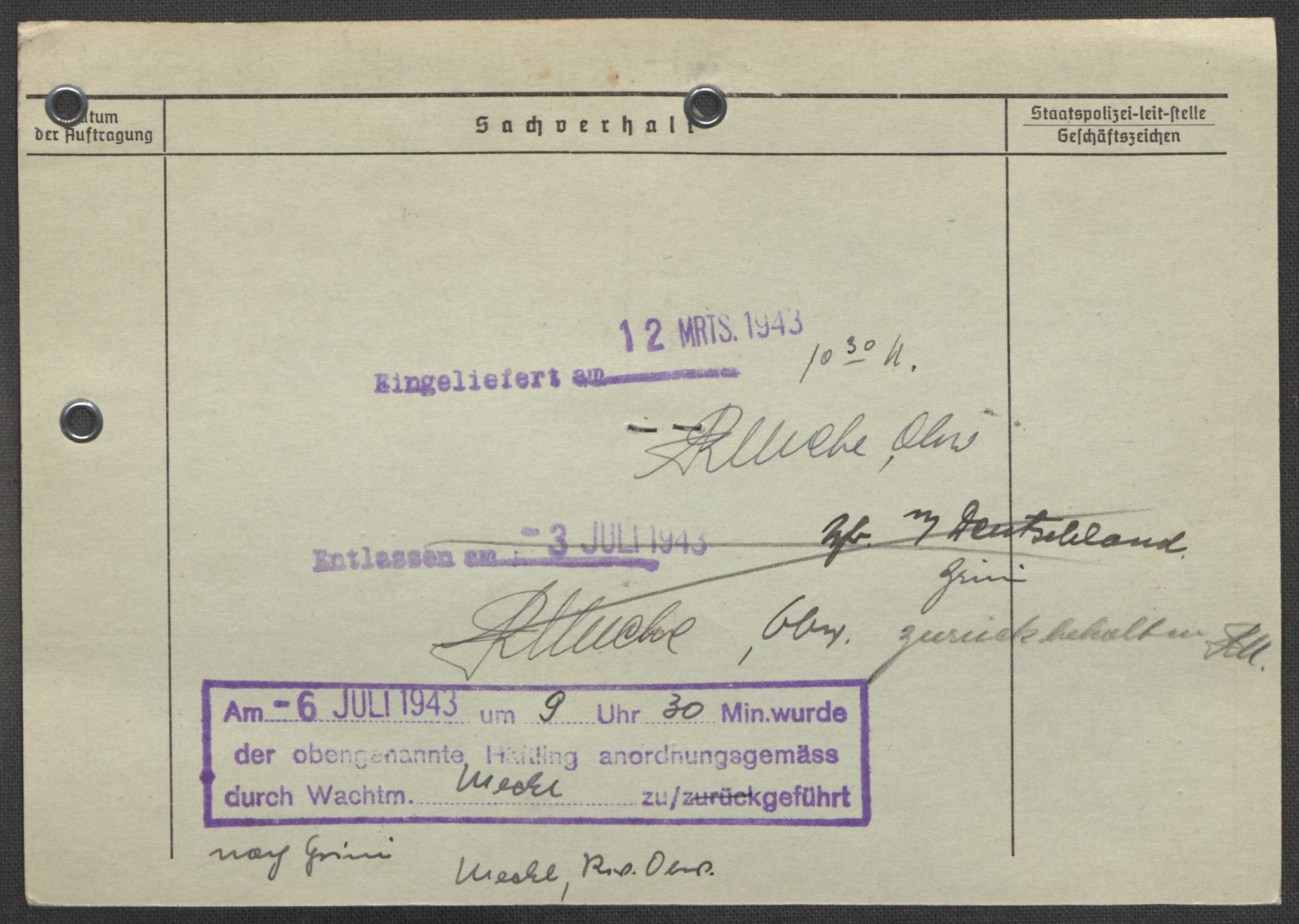 Befehlshaber der Sicherheitspolizei und des SD, AV/RA-RAFA-5969/E/Ea/Eaa/L0010: Register over norske fanger i Møllergata 19: Sø-Å, 1940-1945, p. 403