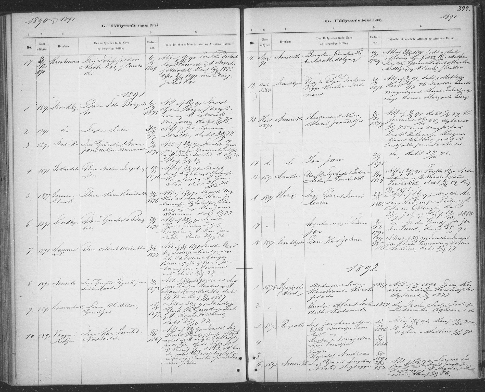 Ministerialprotokoller, klokkerbøker og fødselsregistre - Sør-Trøndelag, SAT/A-1456/691/L1085: Parish register (official) no. 691A17, 1887-1908, p. 399