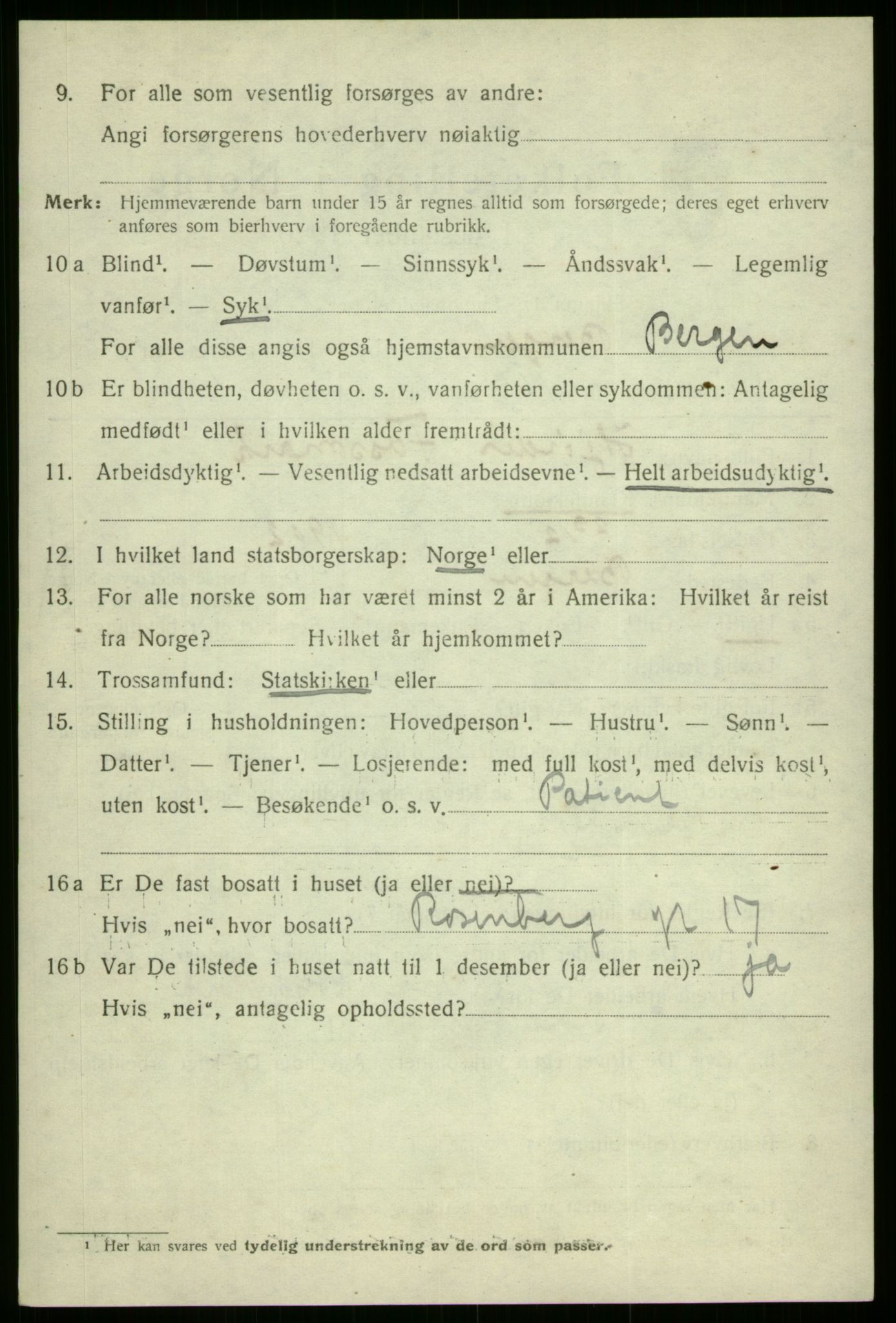 SAB, 1920 census for Bergen, 1920, p. 142359