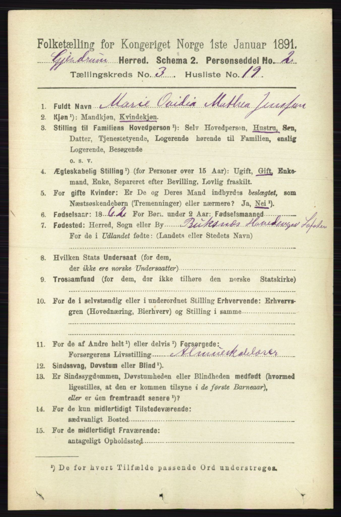 RA, 1891 census for 0234 Gjerdrum, 1891, p. 1362