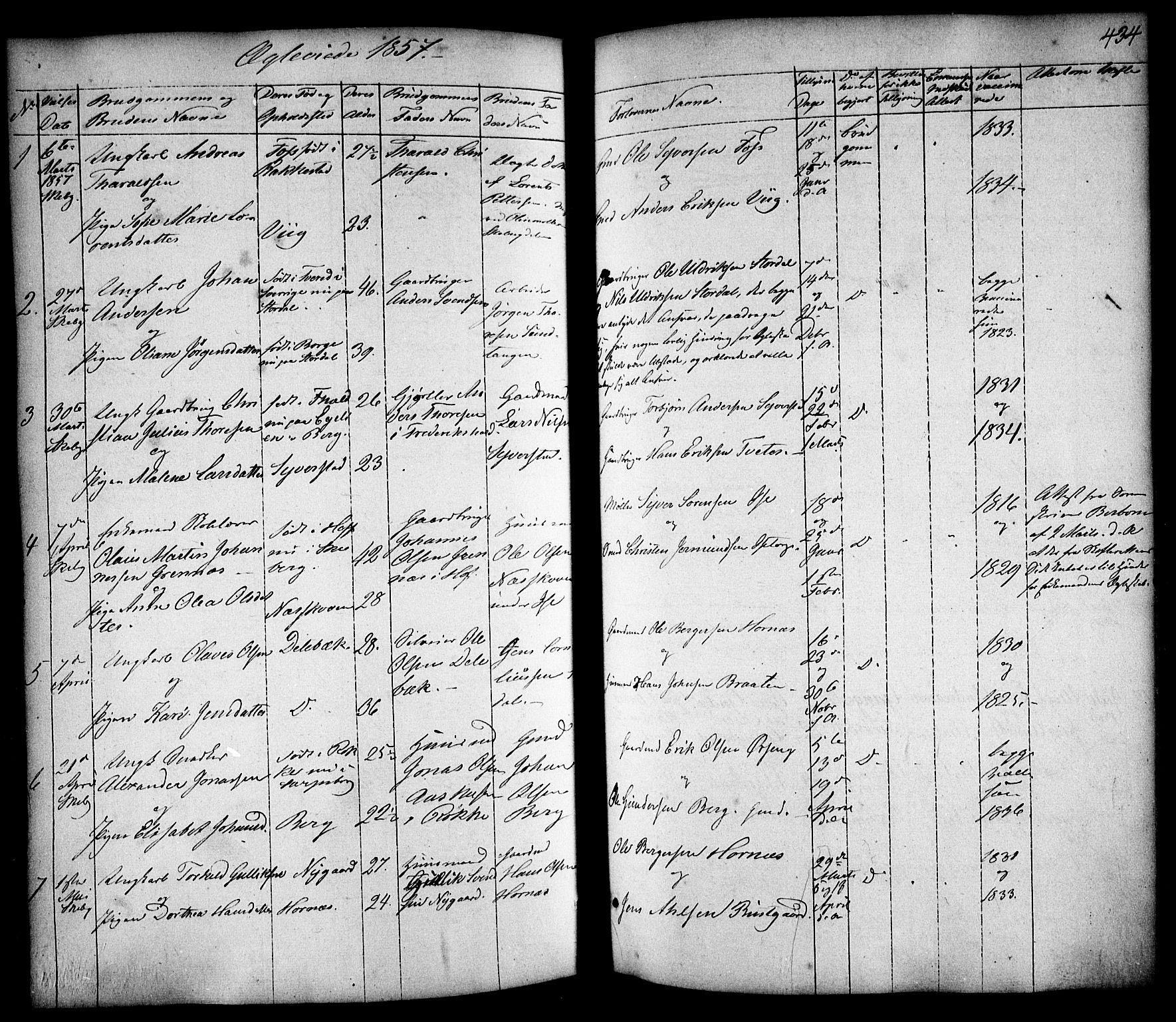 Skjeberg prestekontor Kirkebøker, AV/SAO-A-10923/F/Fa/L0006: Parish register (official) no. I 6, 1846-1858, p. 434