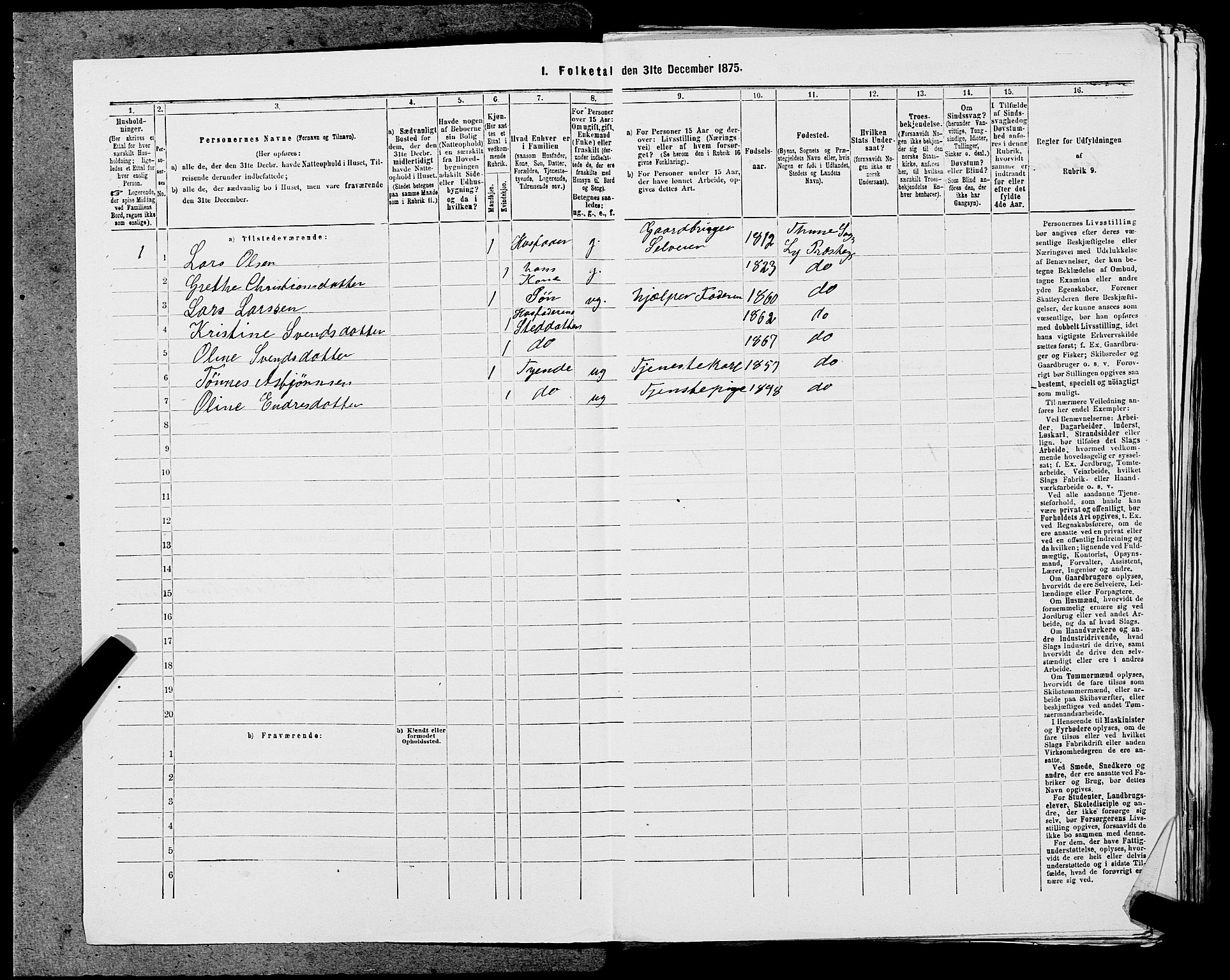 SAST, 1875 census for 1121P Lye, 1875, p. 710