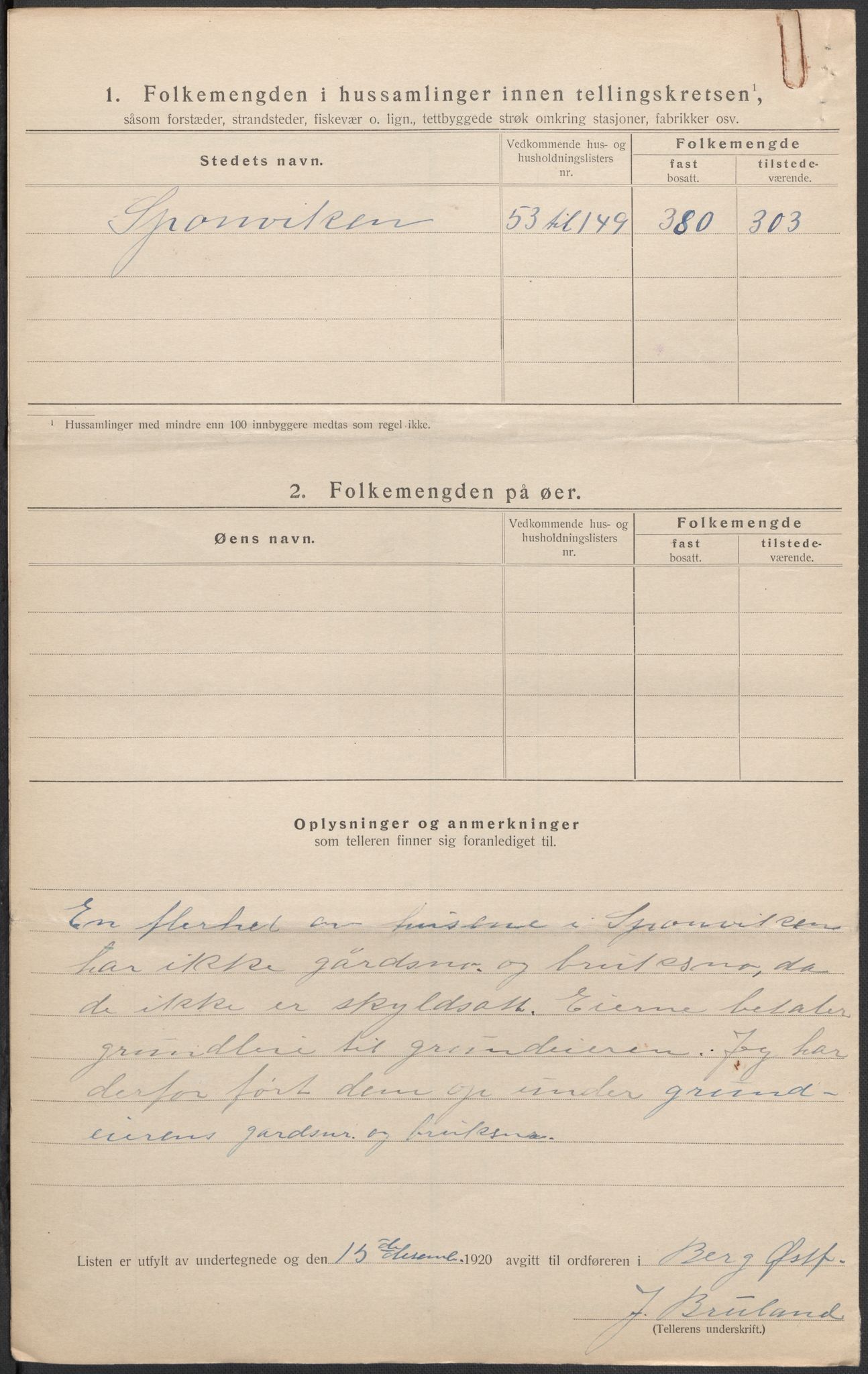 SAO, 1920 census for Berg, 1920, p. 12