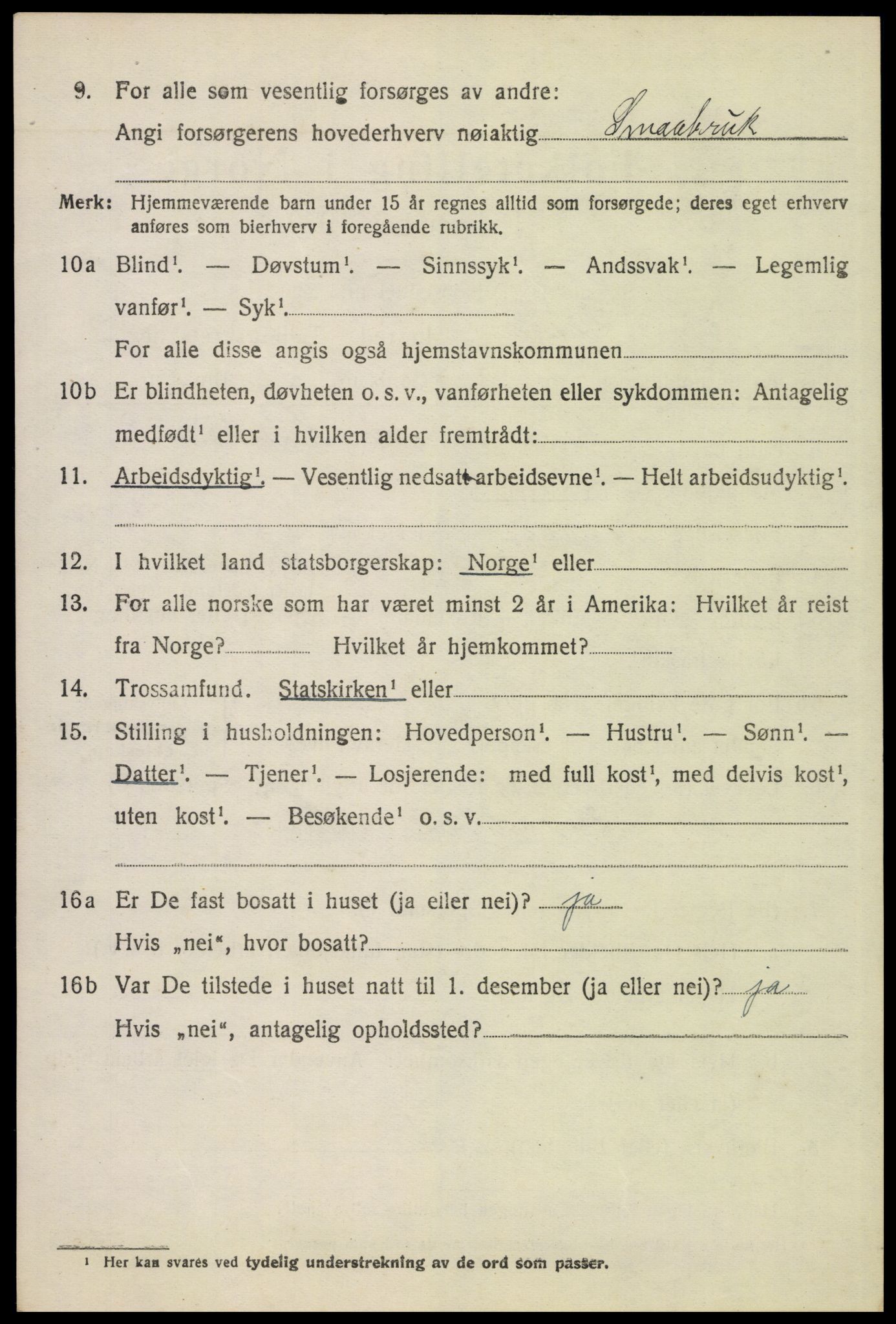 SAH, 1920 census for Grue, 1920, p. 14922