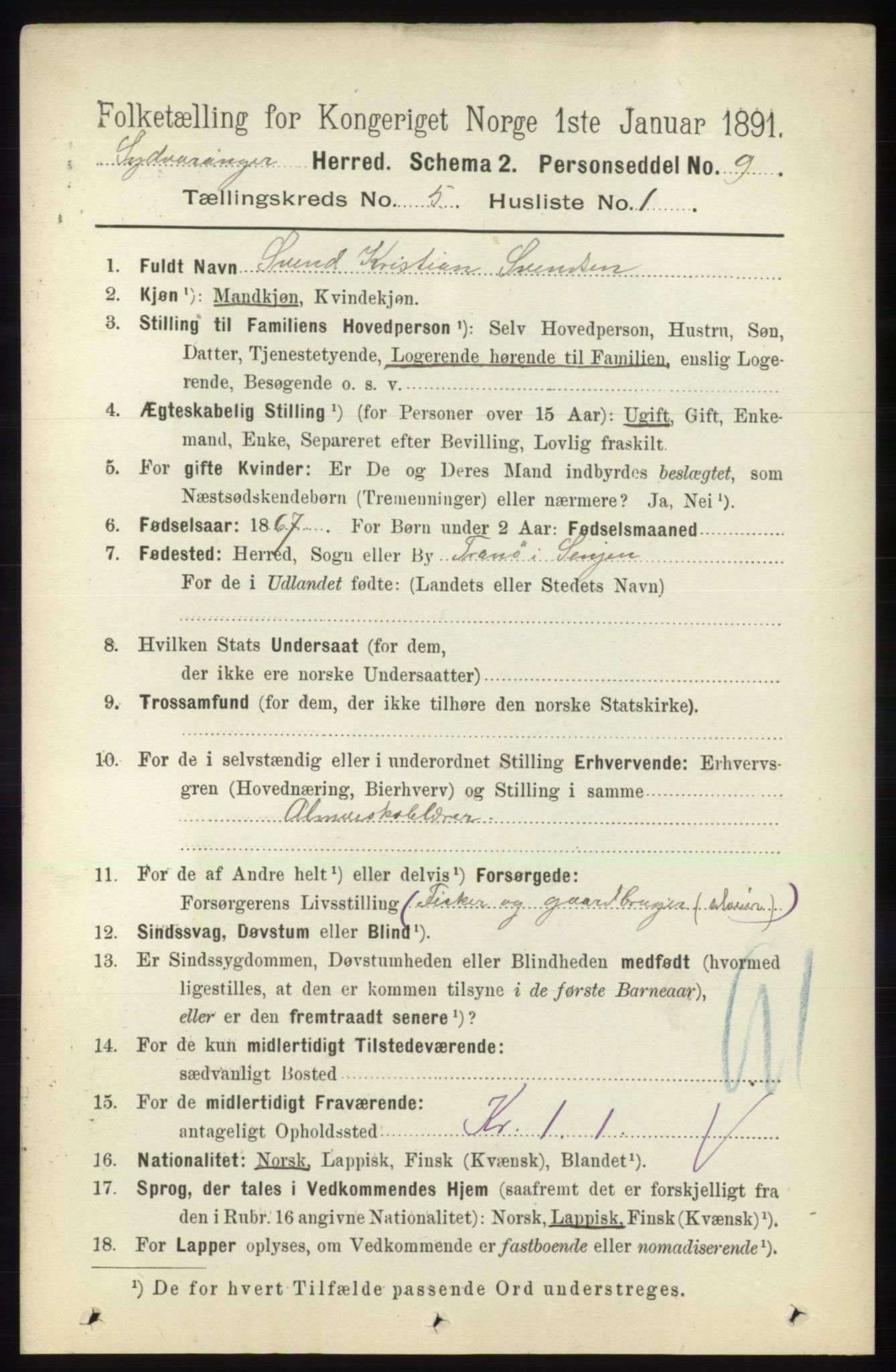 RA, 1891 census for 2030 Sør-Varanger, 1891, p. 1576