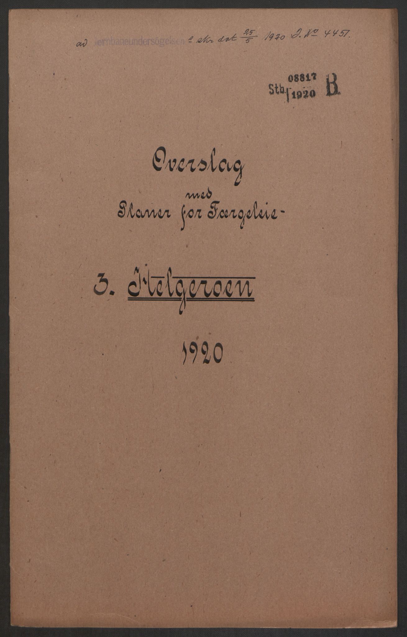 Norges Statsbaner, Baneavdelingen B, RA/S-1619/1/F/Fa/L0042: NORGE-JYLLAND, 1920, p. 31