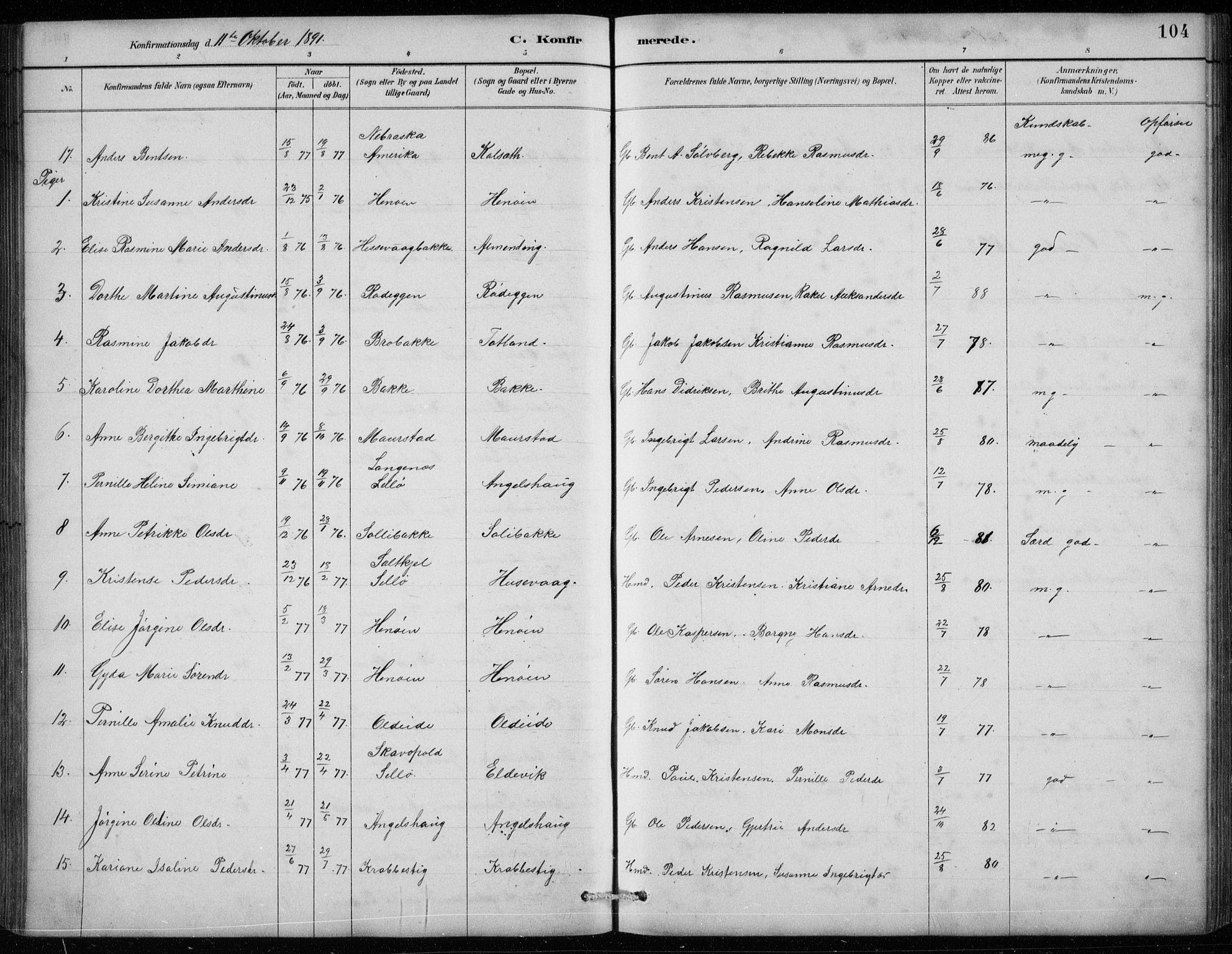 Davik sokneprestembete, AV/SAB-A-79701/H/Hab/Habc/L0002: Parish register (copy) no. C 2, 1889-1906, p. 104