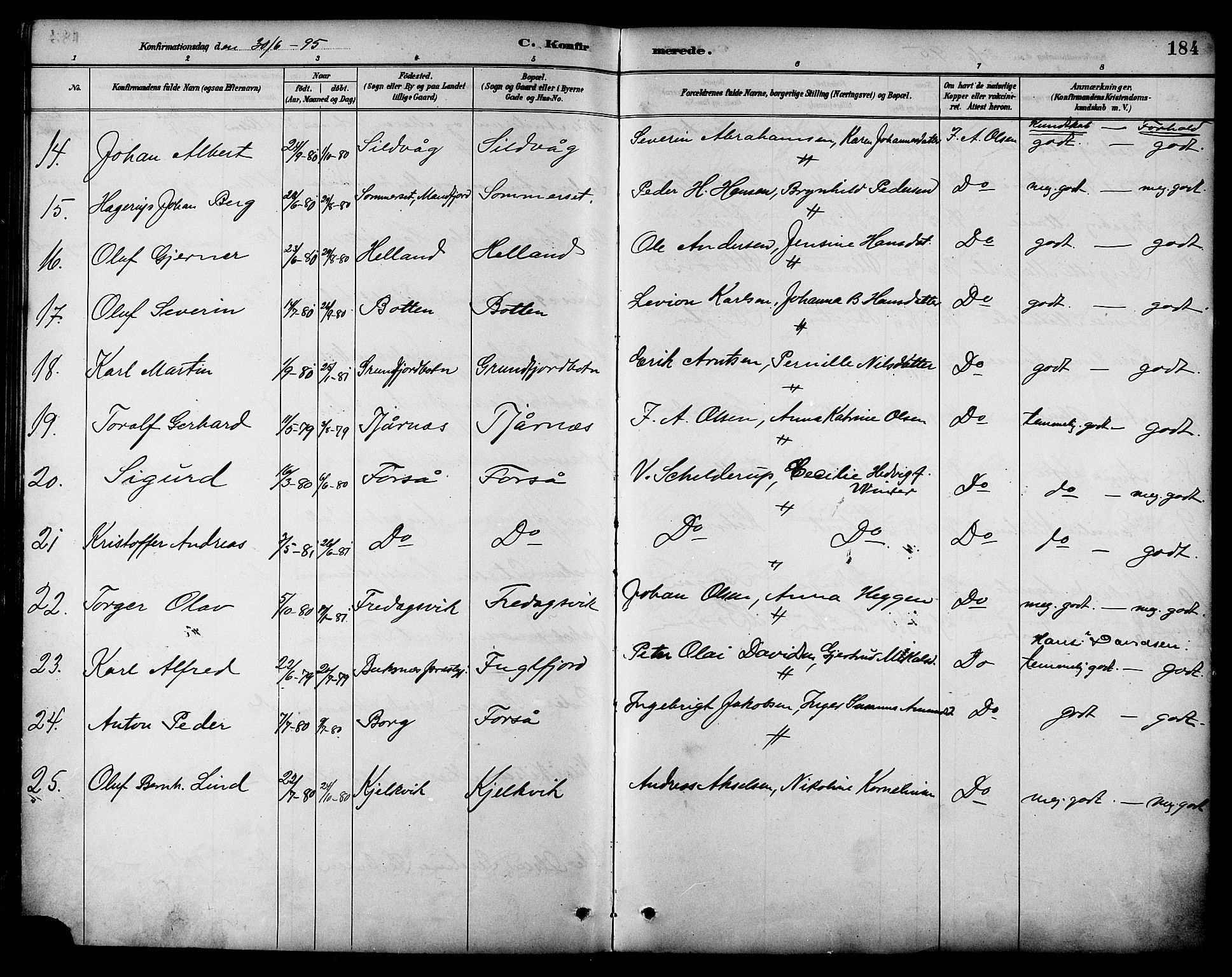 Ministerialprotokoller, klokkerbøker og fødselsregistre - Nordland, AV/SAT-A-1459/861/L0869: Parish register (official) no. 861A04, 1889-1903, p. 184