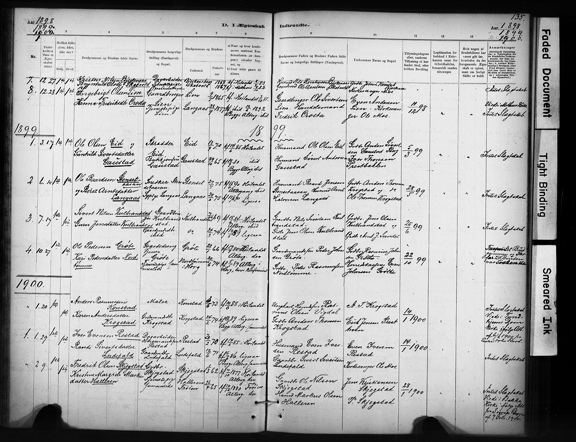Ministerialprotokoller, klokkerbøker og fødselsregistre - Sør-Trøndelag, SAT/A-1456/694/L1127: Parish register (official) no. 694A01, 1887-1905, p. 135