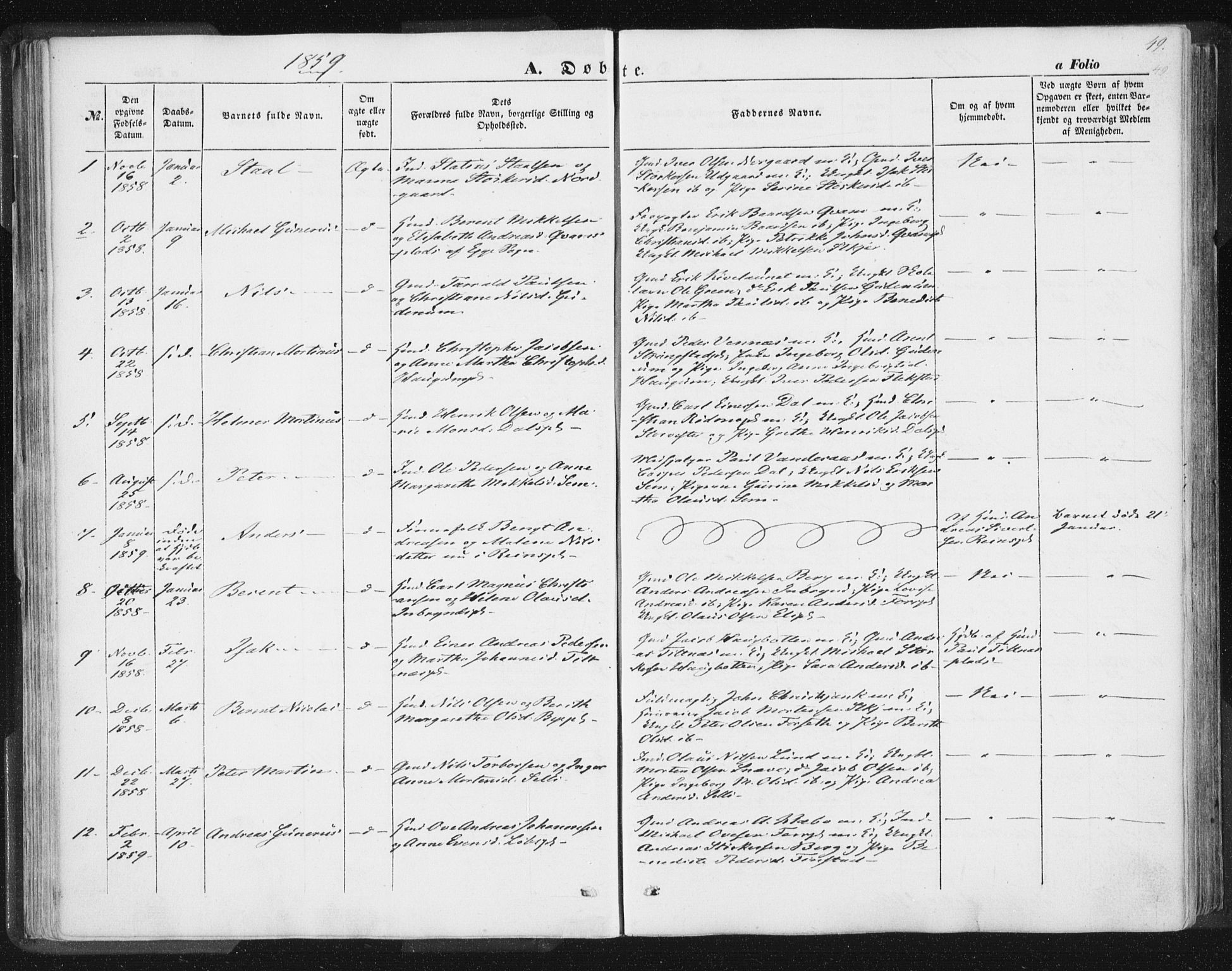 Ministerialprotokoller, klokkerbøker og fødselsregistre - Nord-Trøndelag, SAT/A-1458/746/L0446: Parish register (official) no. 746A05, 1846-1859, p. 49