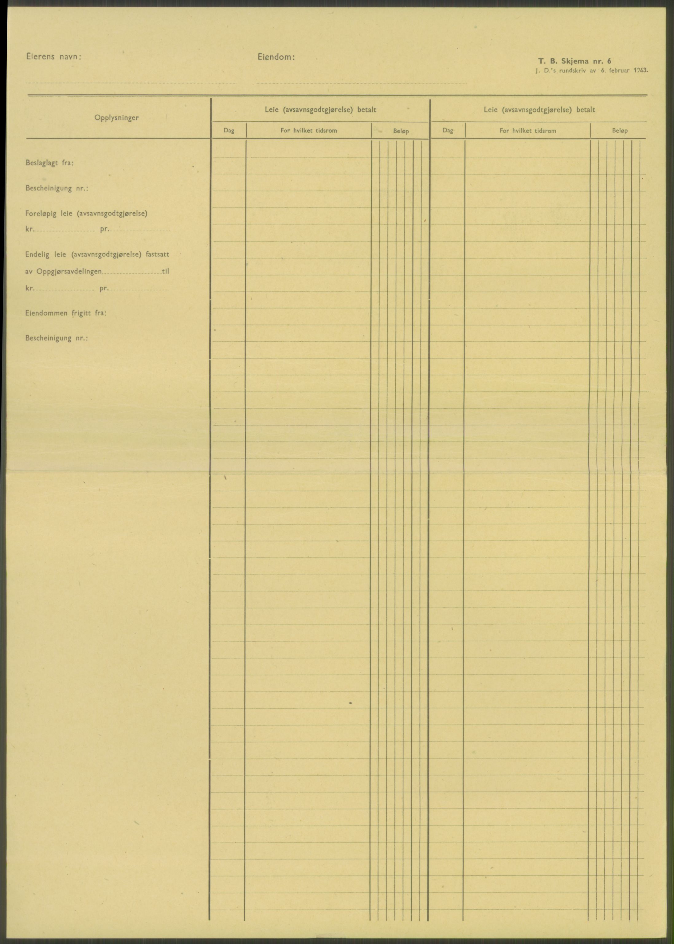 Forsvarsdepartementet, 10. kontor / Oppgjørskontoret, RA/RAFA-1225/D/Db/L0182: Lista oppgjørskontor, 1942-1950, p. 2