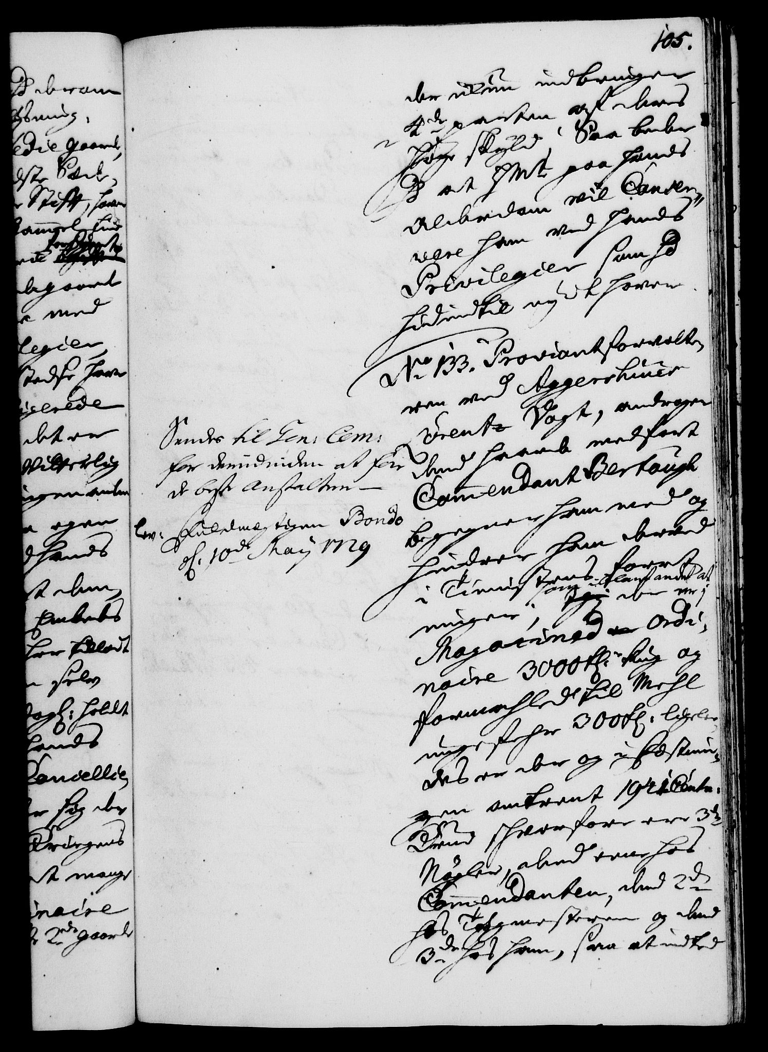 Rentekammeret, Kammerkanselliet, AV/RA-EA-3111/G/Gh/Gha/L0011: Norsk ekstraktmemorialprotokoll (merket RK 53.56), 1729, p. 105