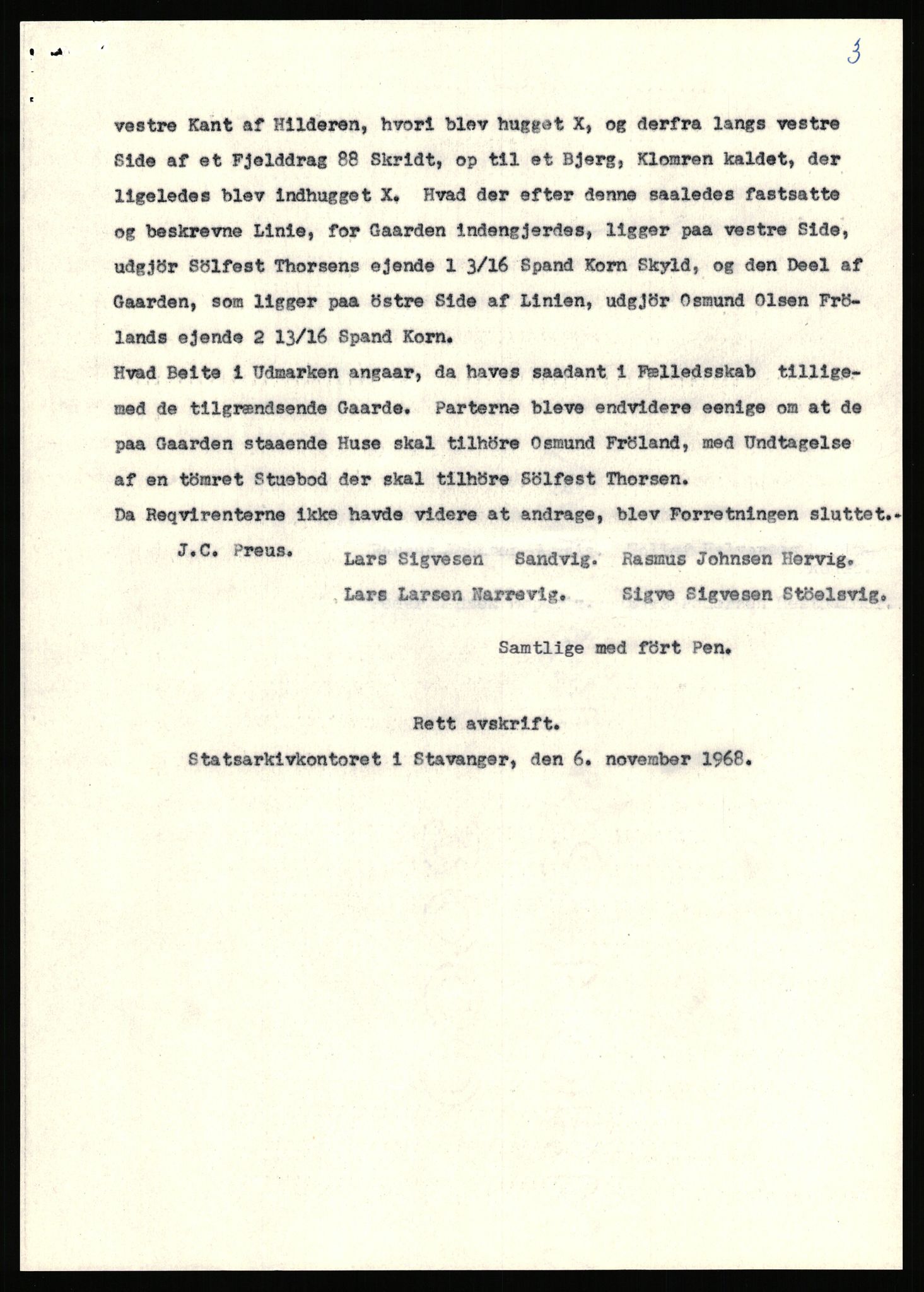 Statsarkivet i Stavanger, SAST/A-101971/03/Y/Yj/L0035: Avskrifter sortert etter gårdsnavn: Helleland - Hersdal, 1750-1930, p. 741