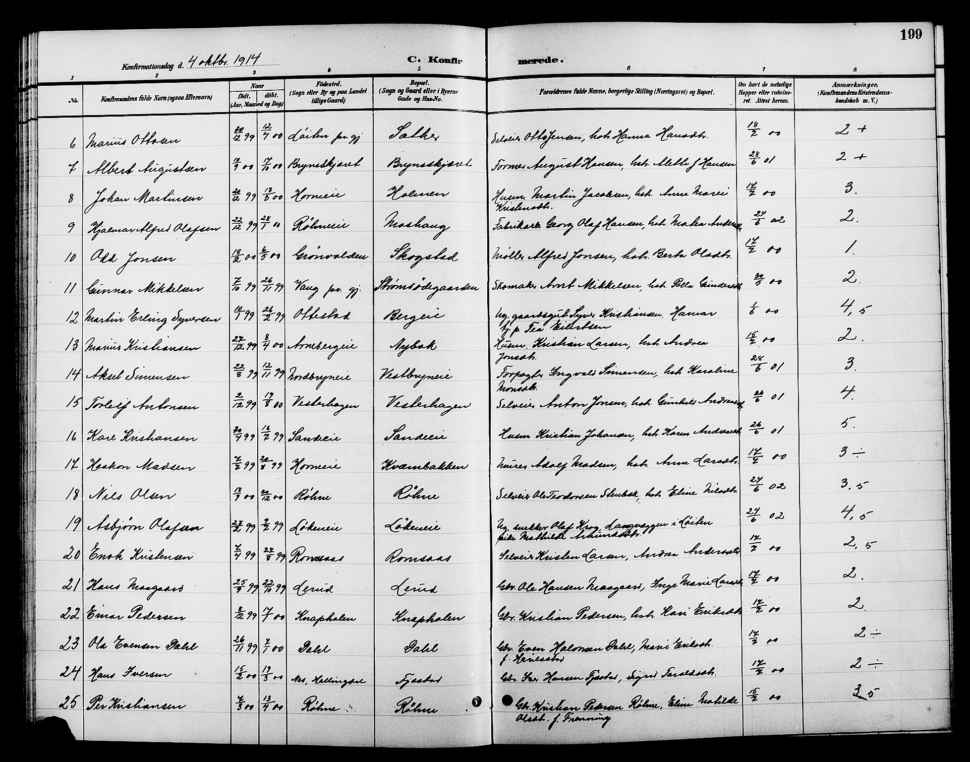 Romedal prestekontor, AV/SAH-PREST-004/L/L0012: Parish register (copy) no. 12, 1896-1914, p. 199