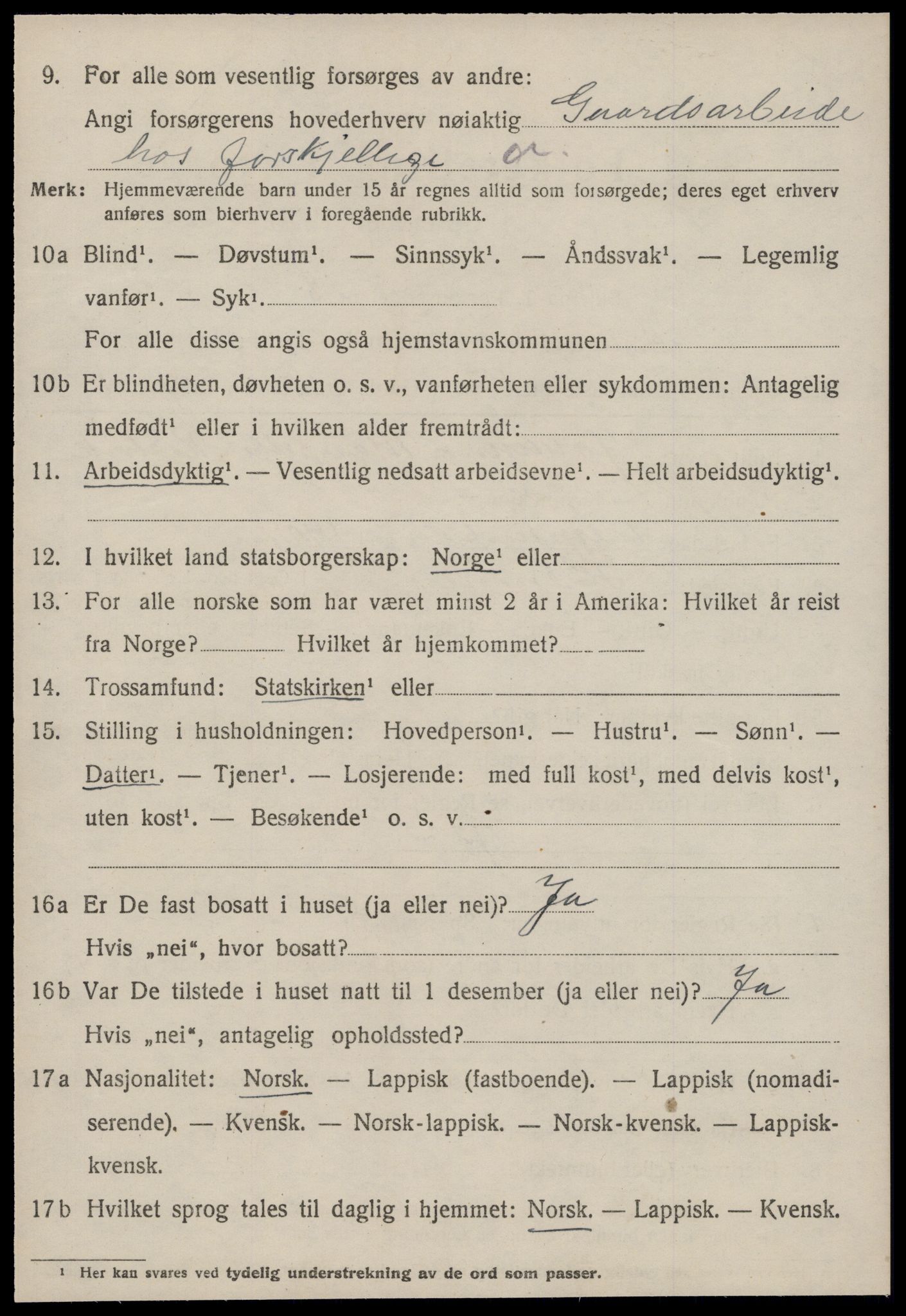 SAT, 1920 census for Agdenes, 1920, p. 2466