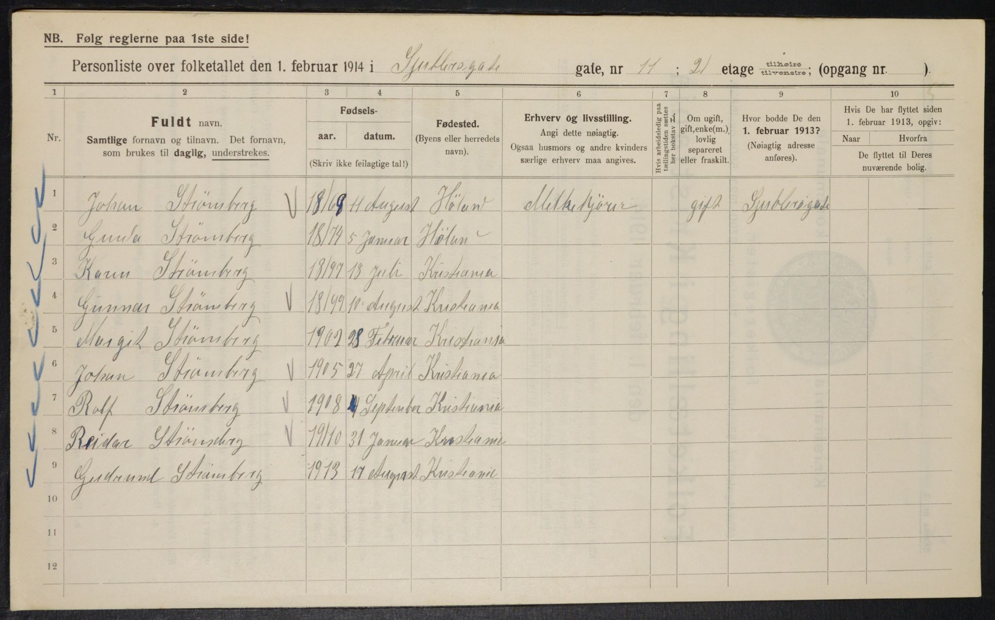 OBA, Municipal Census 1914 for Kristiania, 1914, p. 92757