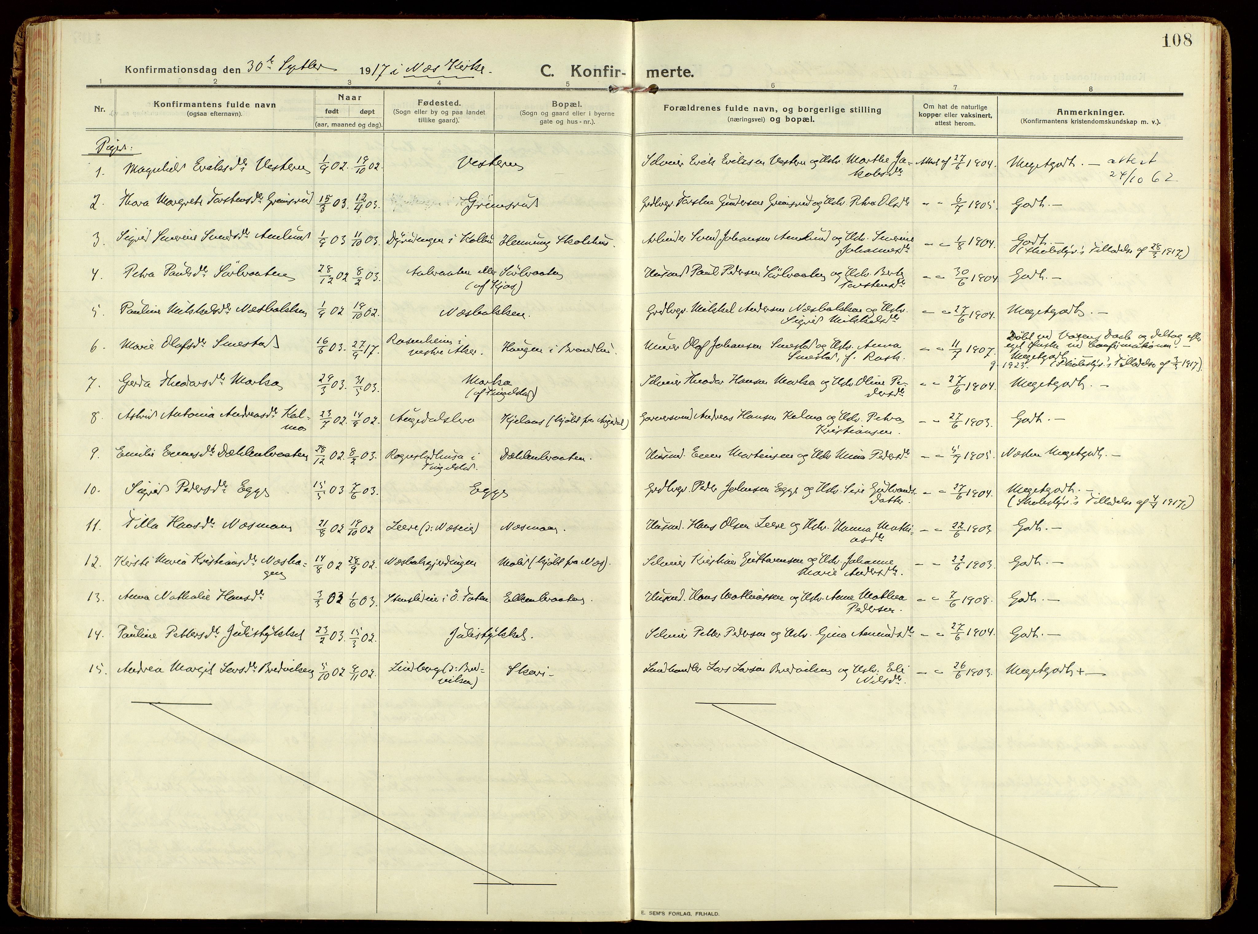 Brandbu prestekontor, AV/SAH-PREST-114/H/Ha/Haa/L0004: Parish register (official) no. 4, 1913-1923, p. 108